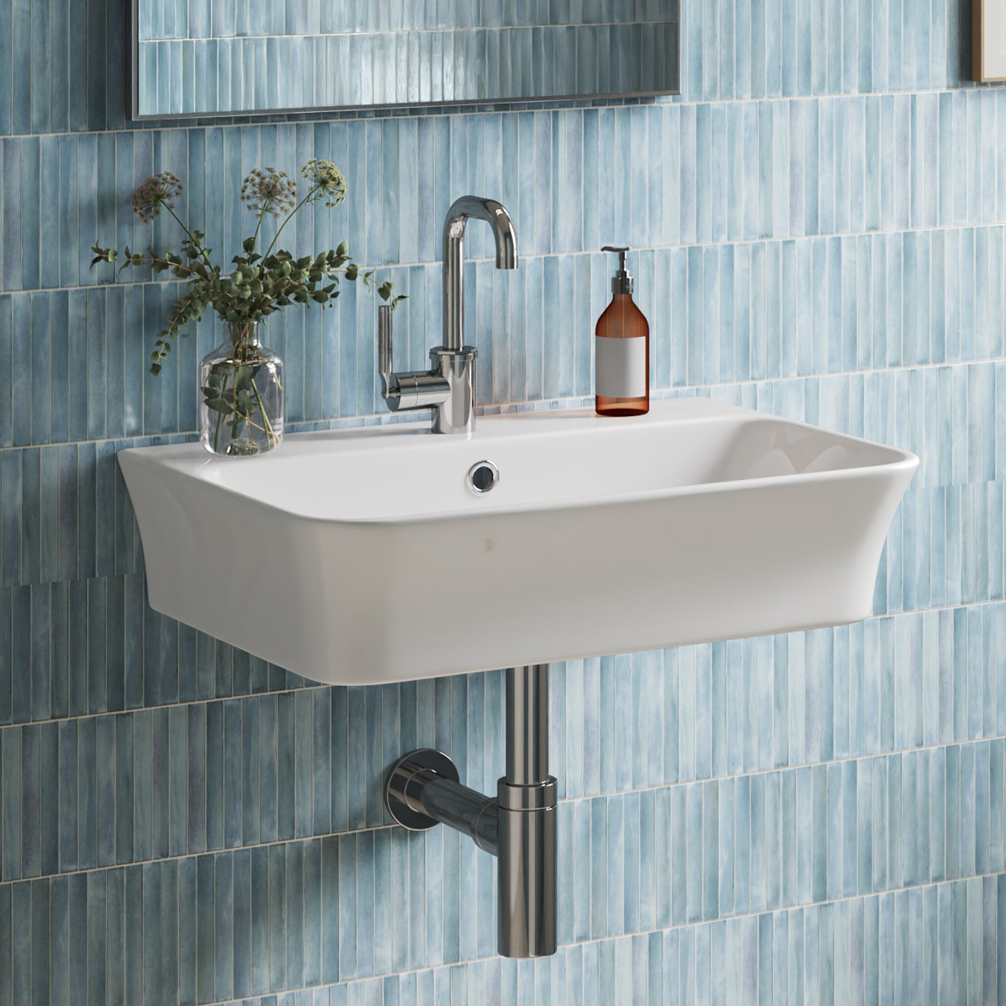 DeerValley DV-1WS0476 Wall Mounted Sink Vitreous China Rectangular Basin with Overflow