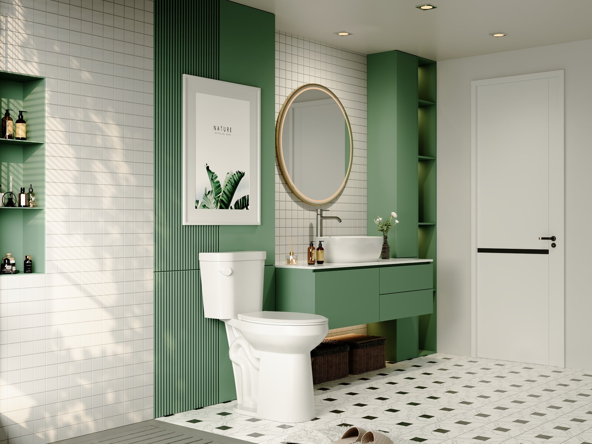 Two-Piece Elongated Toilet, 12" Rough-in Single-Flush