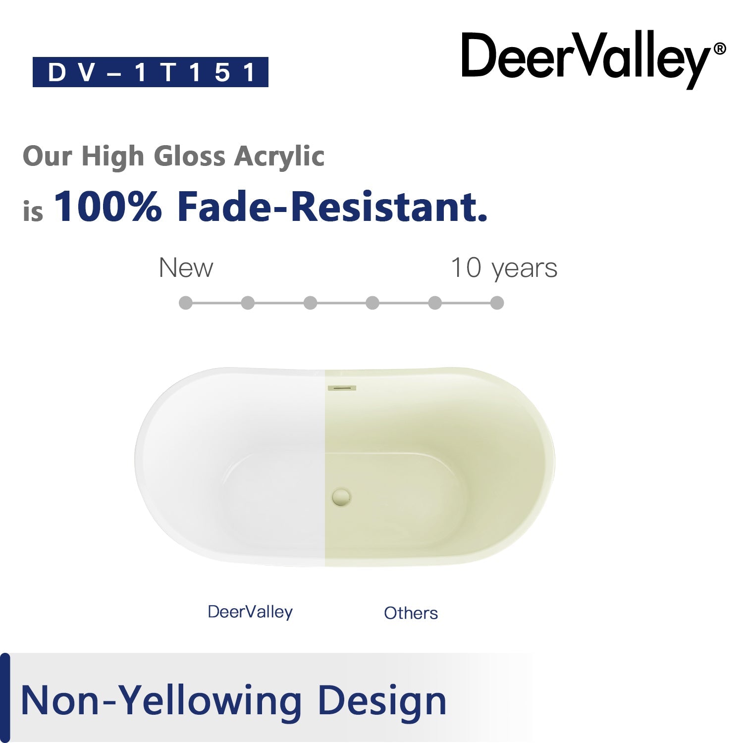 DeerValley Bath DeerValley DV-1T151 Horizon 59" X 30" Freestanding Acrylic Bathtub