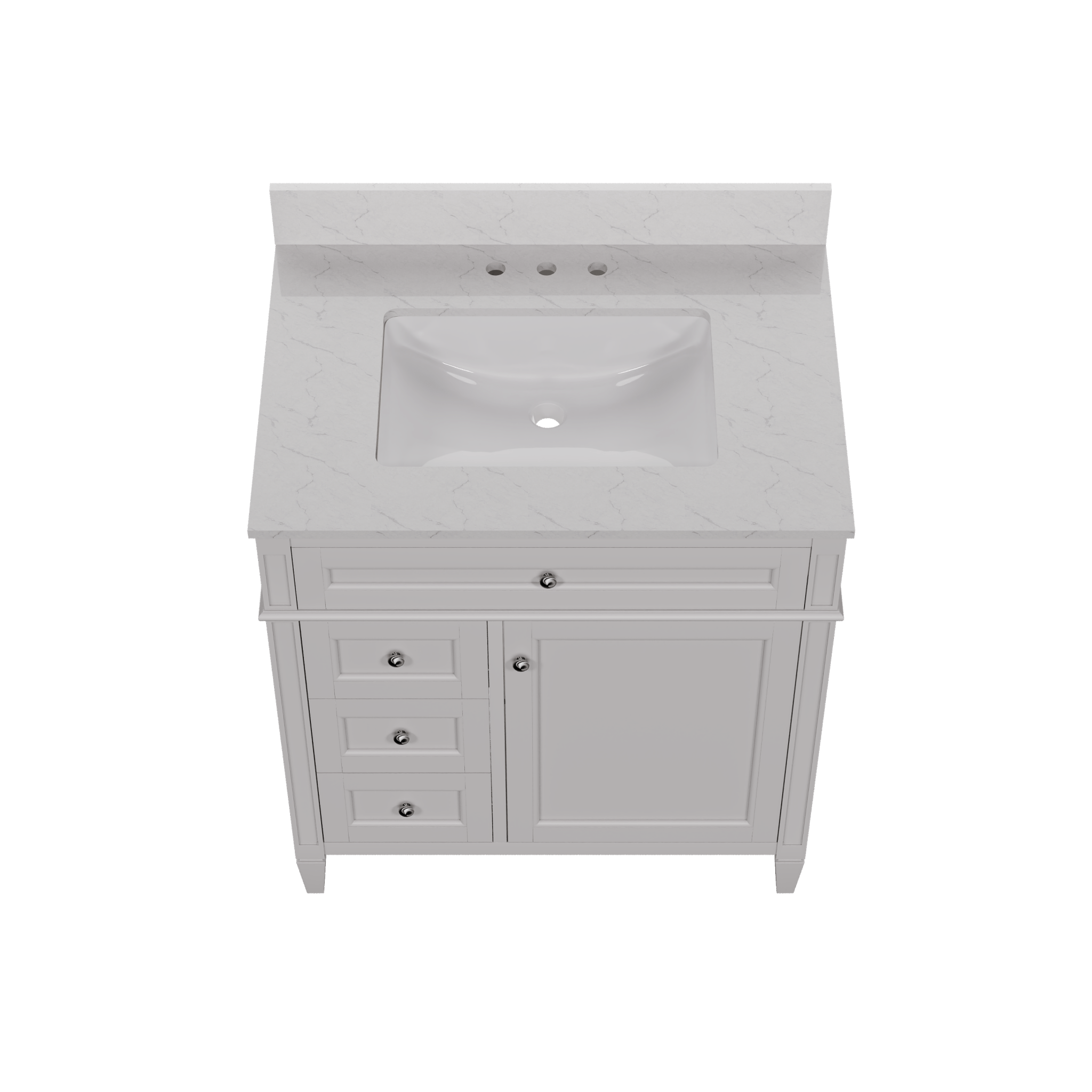 DeerValley 30 Inch Bathroom Vanity with Sink and Backsplash, Pre-Assembled Modern Bath Cabinet with Storage, Soft Close Doors, White / Light Gray