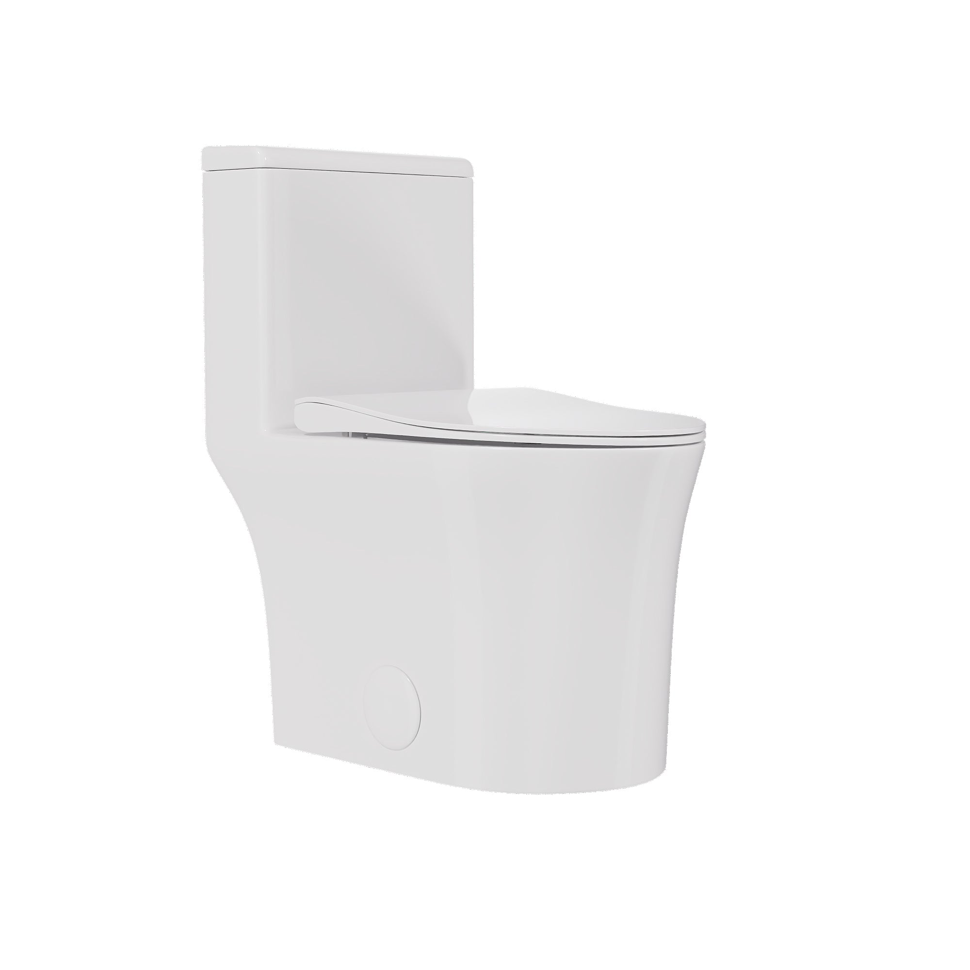 DeerValley Compact One-Piece Toilet for Small Bathrooms, Rimless Bowl Modern Elongated Toilet with Powerful Dual Flush, Soft-Close Seat, 12" Rough-In, High-Efficiency, Space-Saving & Quiet White Design, DV-1F0369