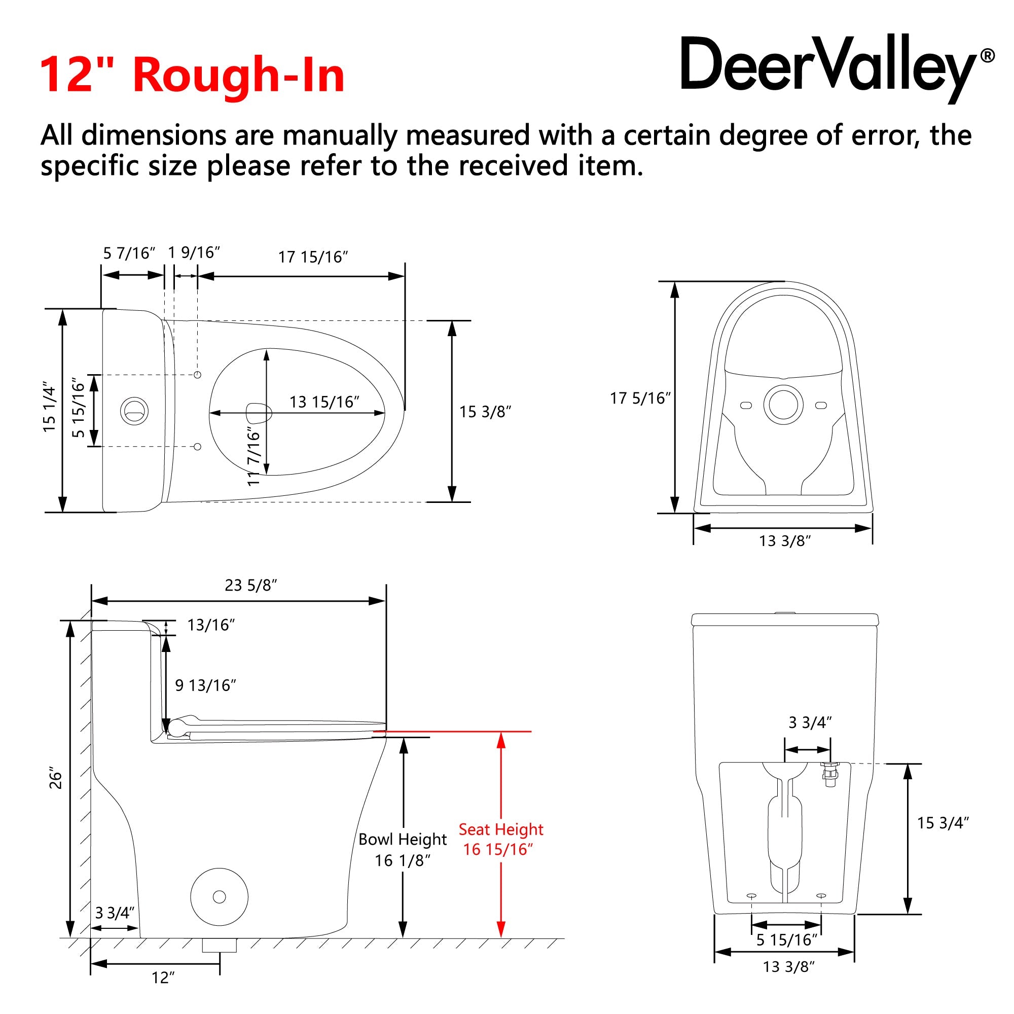 Symmetry 12 in. Rough In Size One-Piece 1/1.28 GPF Dual Flush Compact Elongated Toilet in White, Soft Close Seat Included