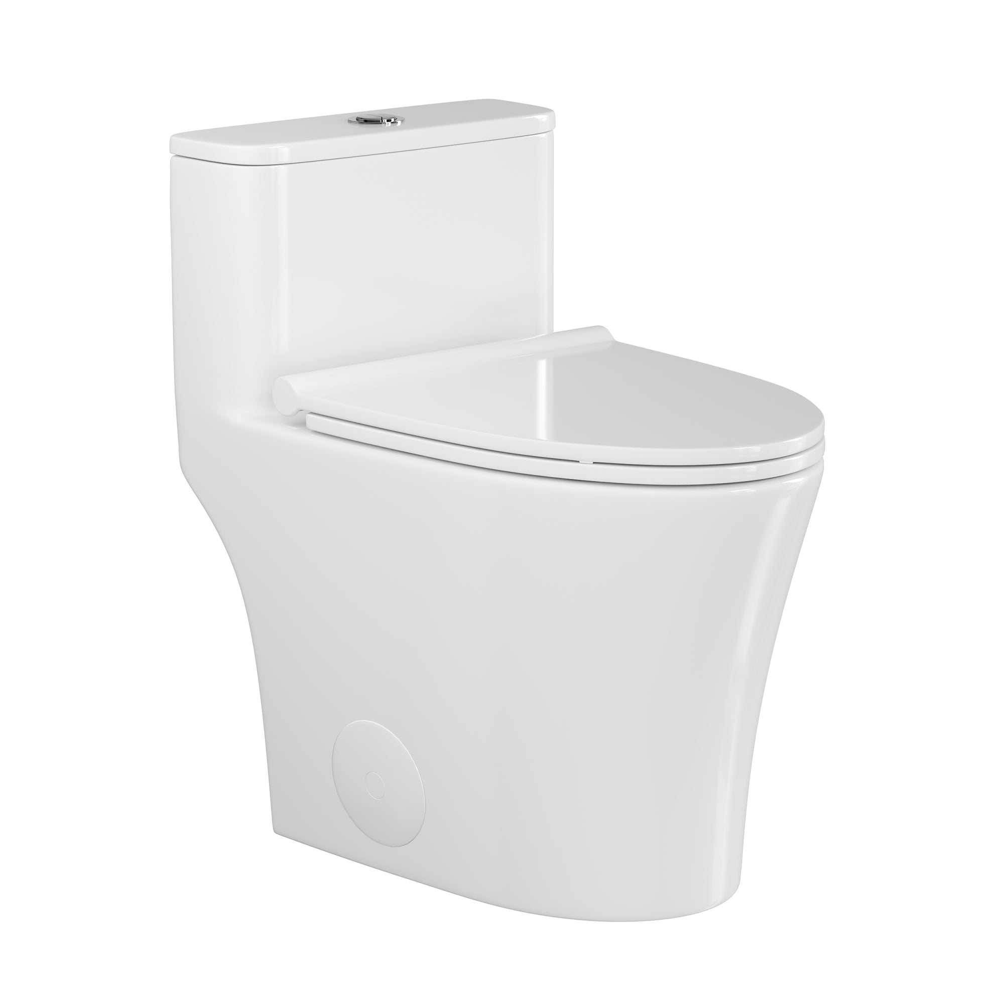 Symmetry 12 in. Rough In Size One-Piece 1/1.28 GPF Dual Flush Compact Elongated Toilet in White, Soft Close Seat Included
