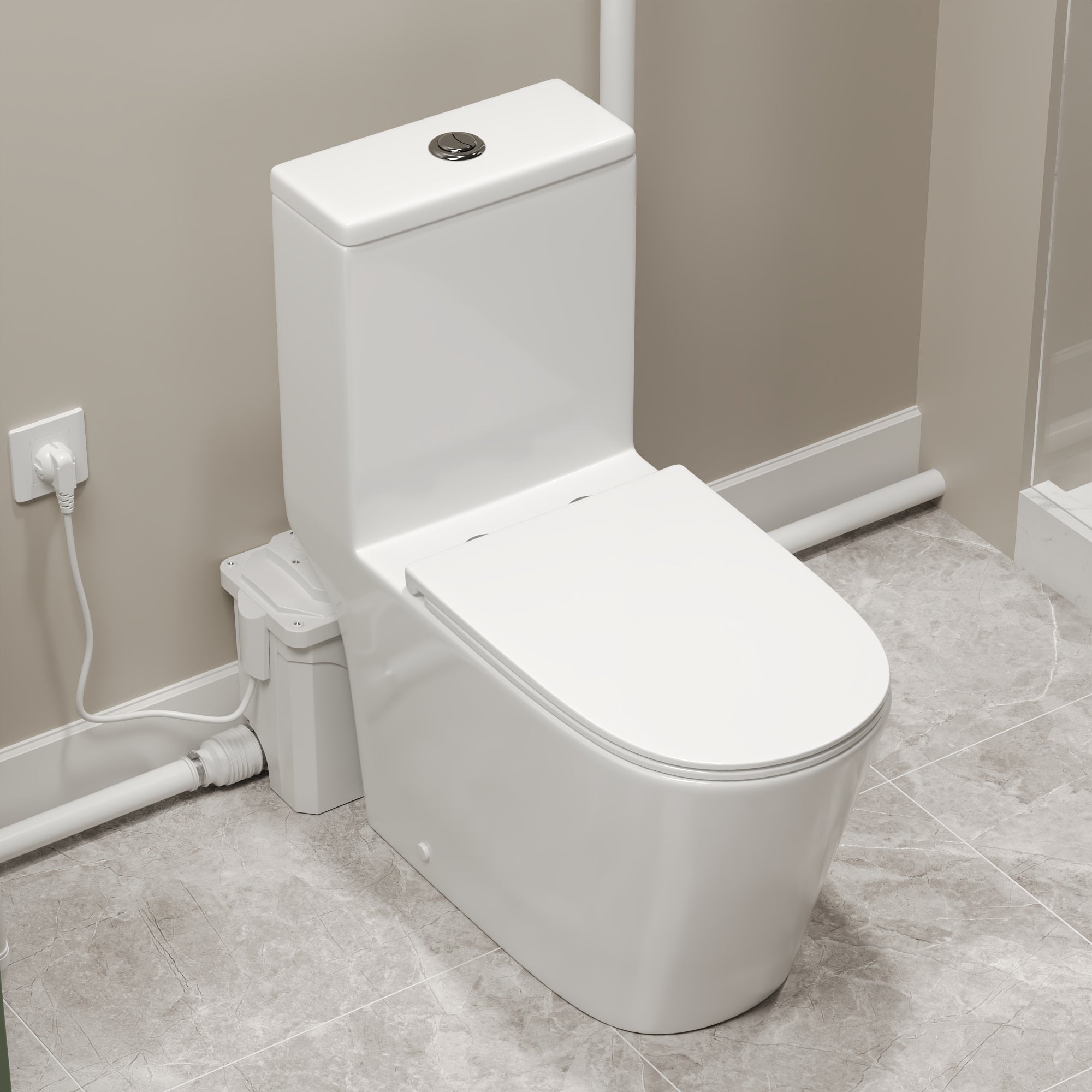 Macerating Toilet | 23ft Vertical Sewage Lift, 700W Stainless