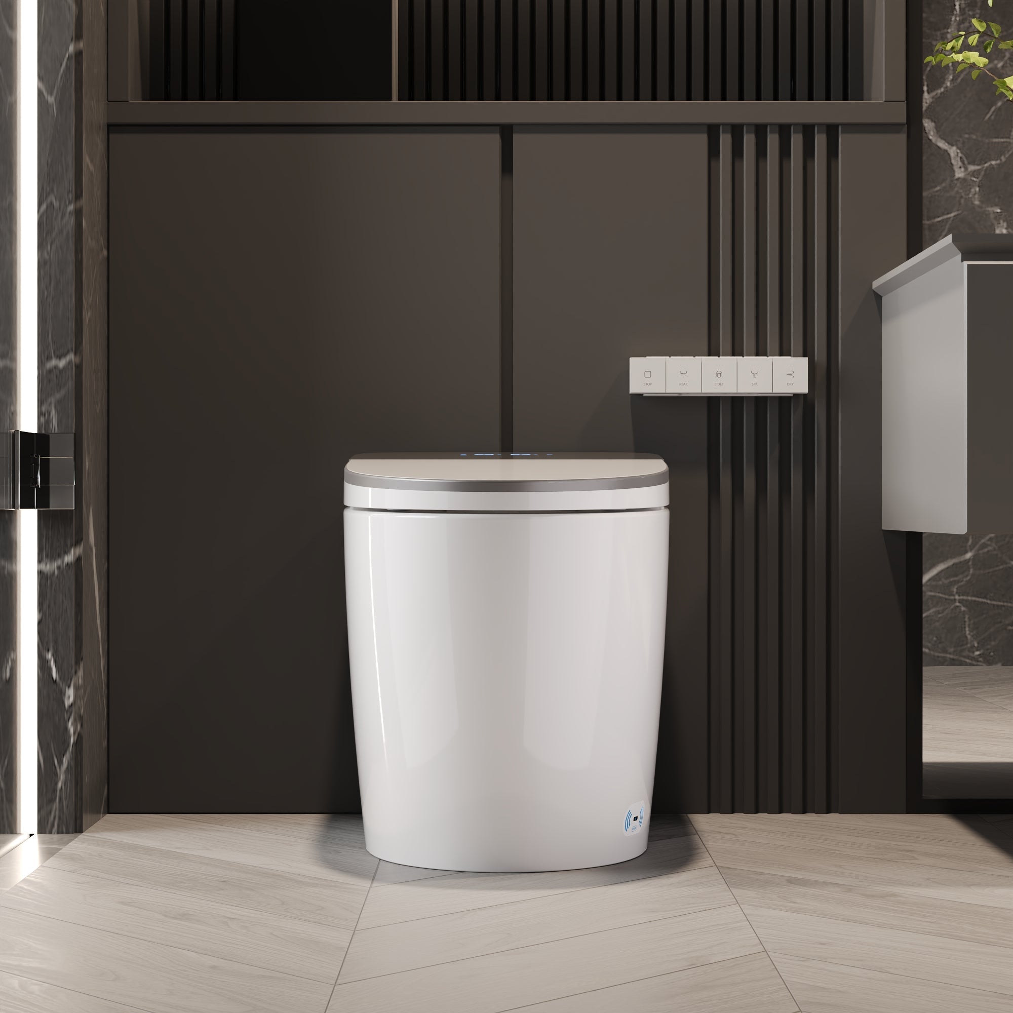 DeerValley DV-1S0336-V3 Premium Smart Toilet with Programmable Spa Cleaning, Foam Shield, ADA Comfort Height, Heated Seat, Warm Dryer, and Zero Water Pressure Flush – Touchless Luxury Bidet Toilet for Modern Families