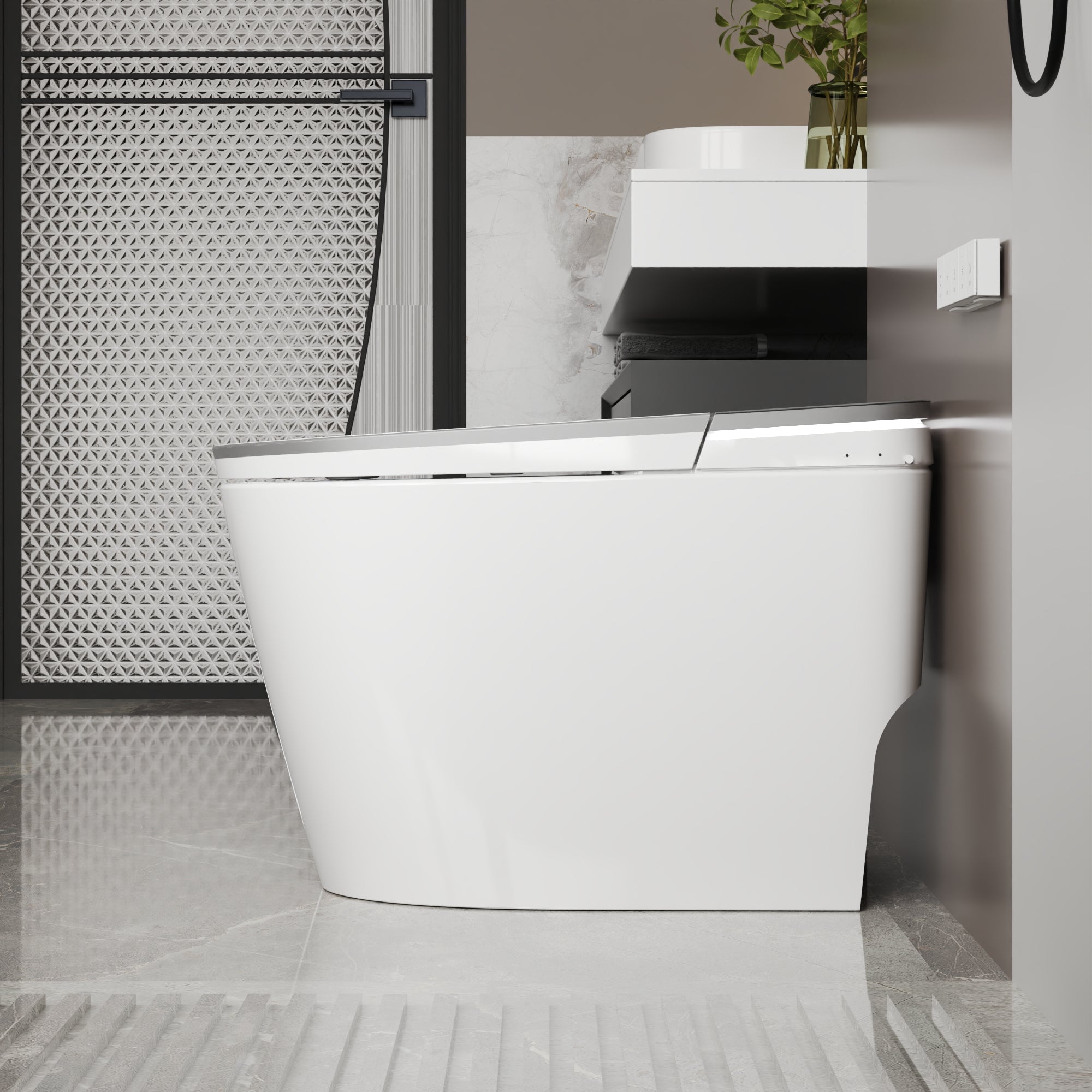 DeerValley DV-1S0336-V3 Premium Smart Toilet with Programmable Spa Cleaning, Foam Shield, ADA Comfort Height, Heated Seat, Warm Dryer, and Zero Water Pressure Flush – Touchless Luxury Bidet Toilet for Modern Families