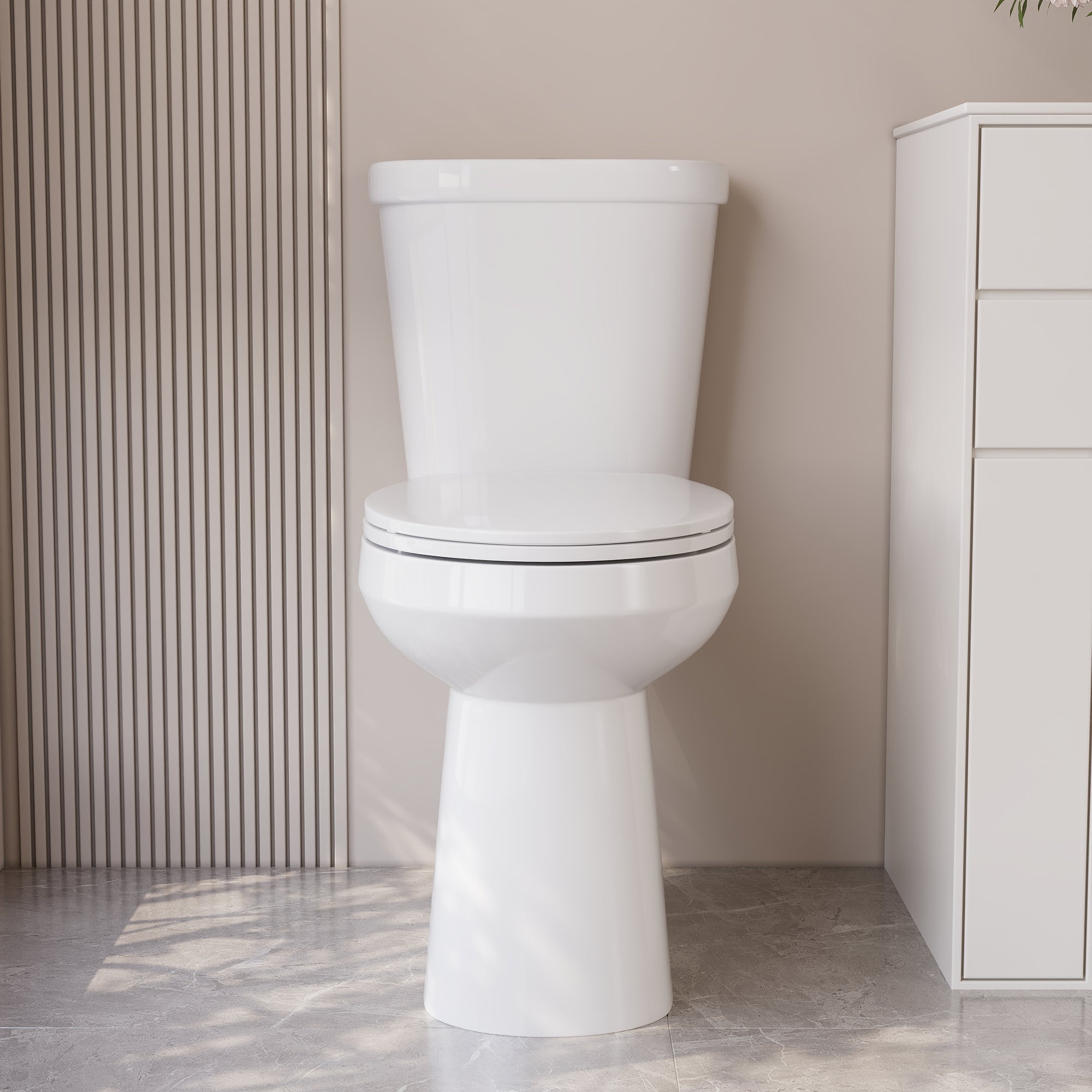 DeerValley 19-Inch Extra Tall Toilet for Seniors, White Two-Piece Toilet for Bathrooms with Comfort Seat, ADA Comfort Height, Elongated Bowl with Powerful 1.28 GPF Single Flush