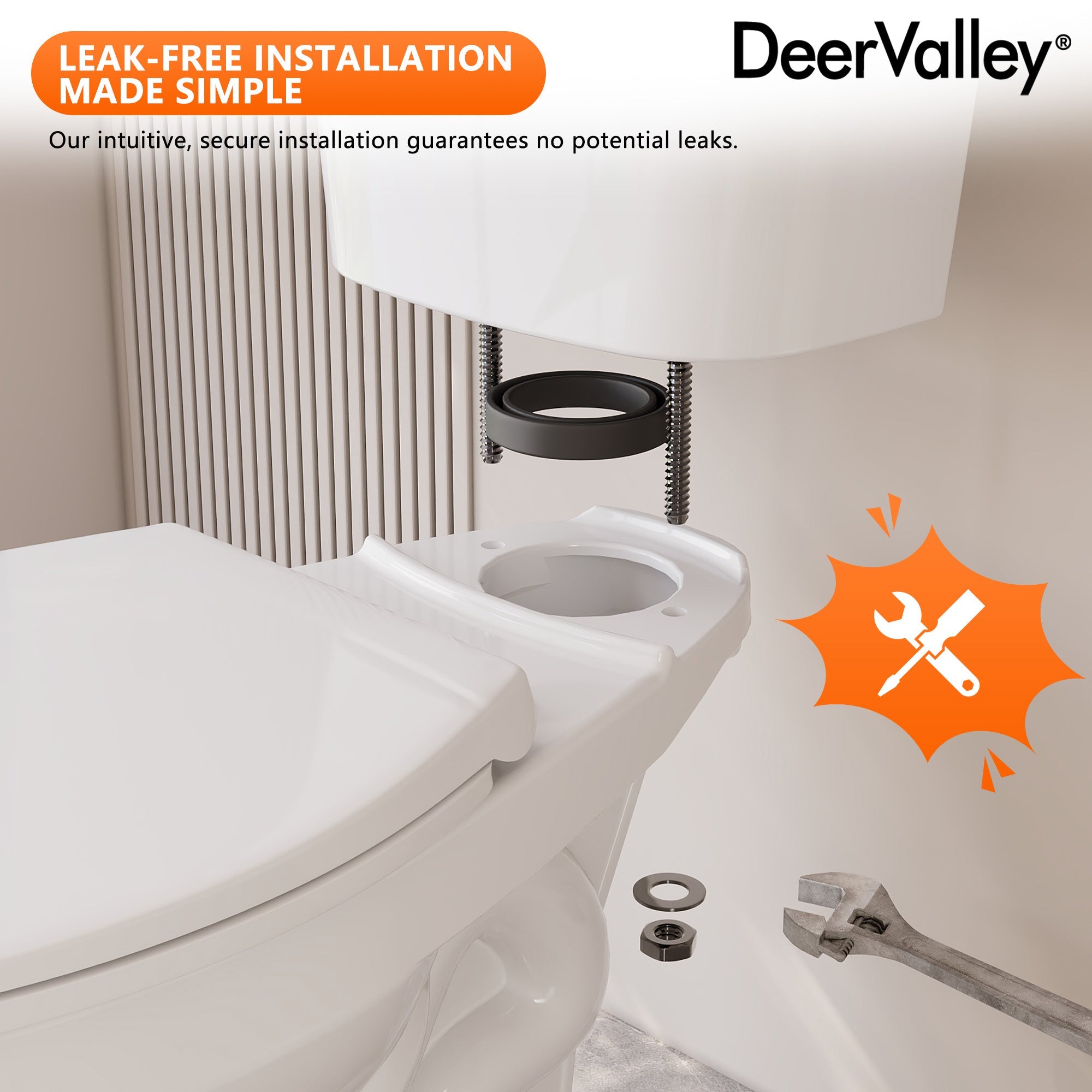 DeerValley 19-Inch Extra Tall Toilet for Seniors, White Two-Piece Toilet for Bathrooms with Comfort Seat, ADA Comfort Height, Elongated Bowl with Powerful 1.28 GPF Single Flush