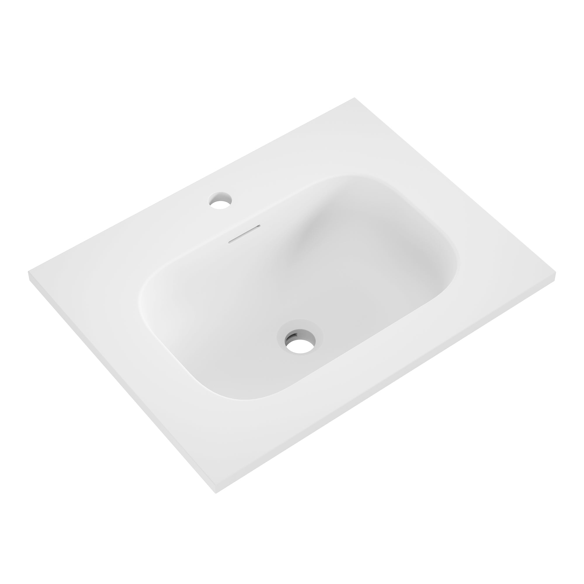 23 5/8" x 18 1/8" White Rectangular Acrylic Drop-in Bathroom Sink with Overflow and 35mm Faucet Hole