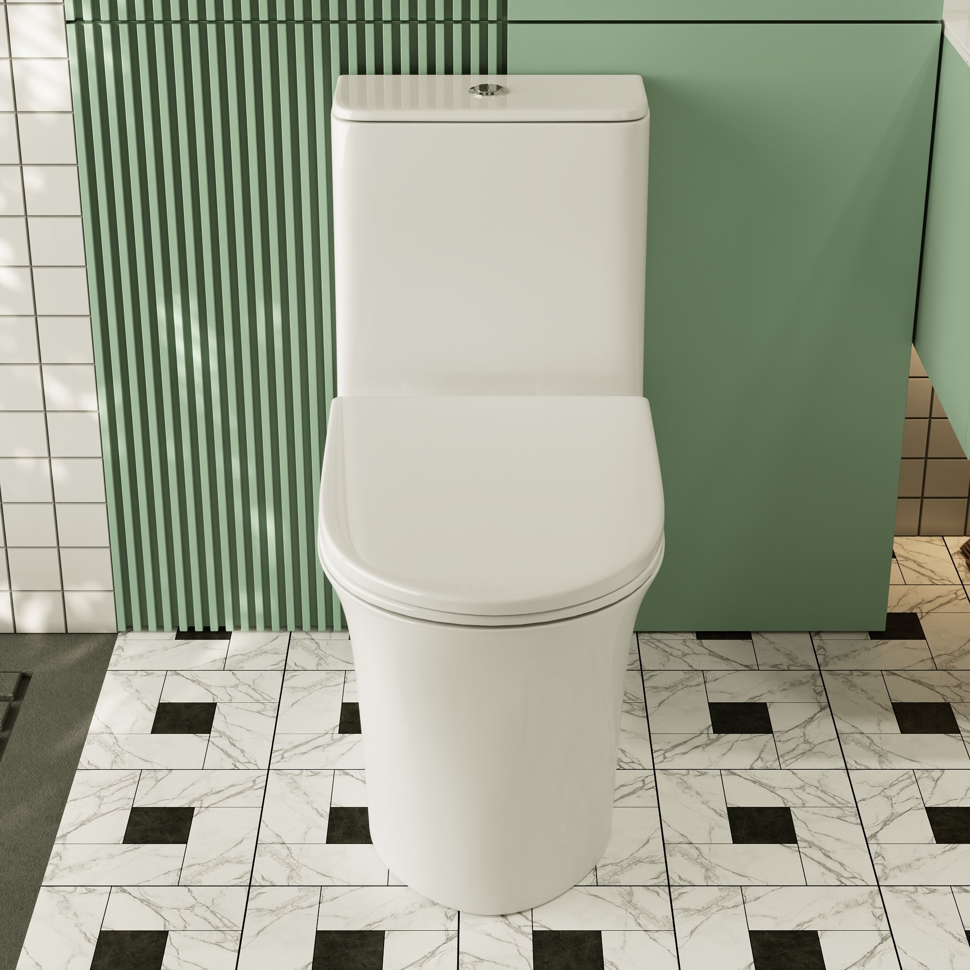 One Piece Toilet for Bathroom, Dual Flush 1.1/1.6 GPF Skirted Toilets, Soft Close seat
