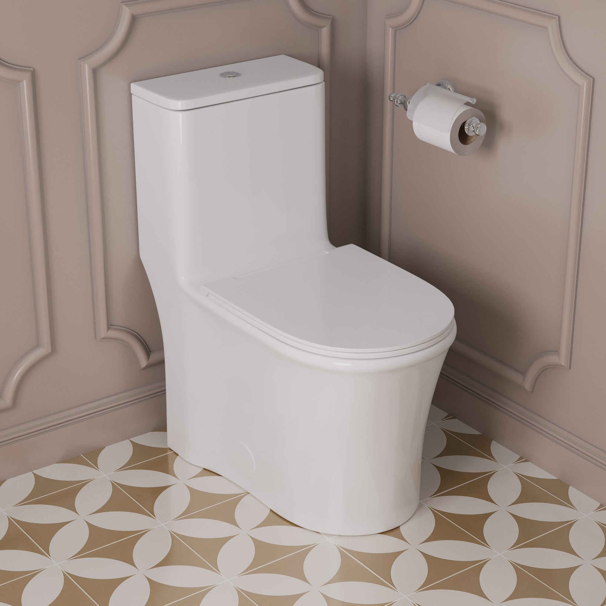 One Piece Toilet for Bathroom with Comfort Chair Seat ADA Height Skirted Toilets, White