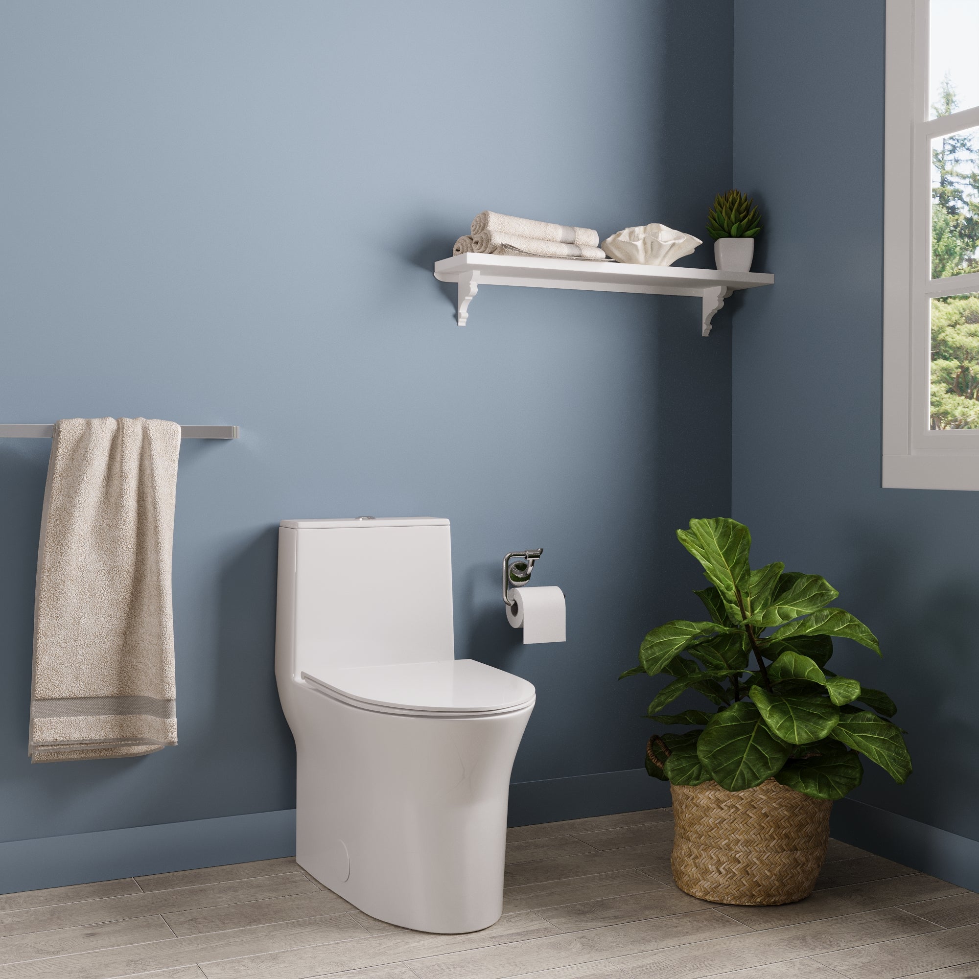 Elongated One Piece Toilet, Dual Flush 1.1/1.6 GPF Toilets with Soft Close Seat
