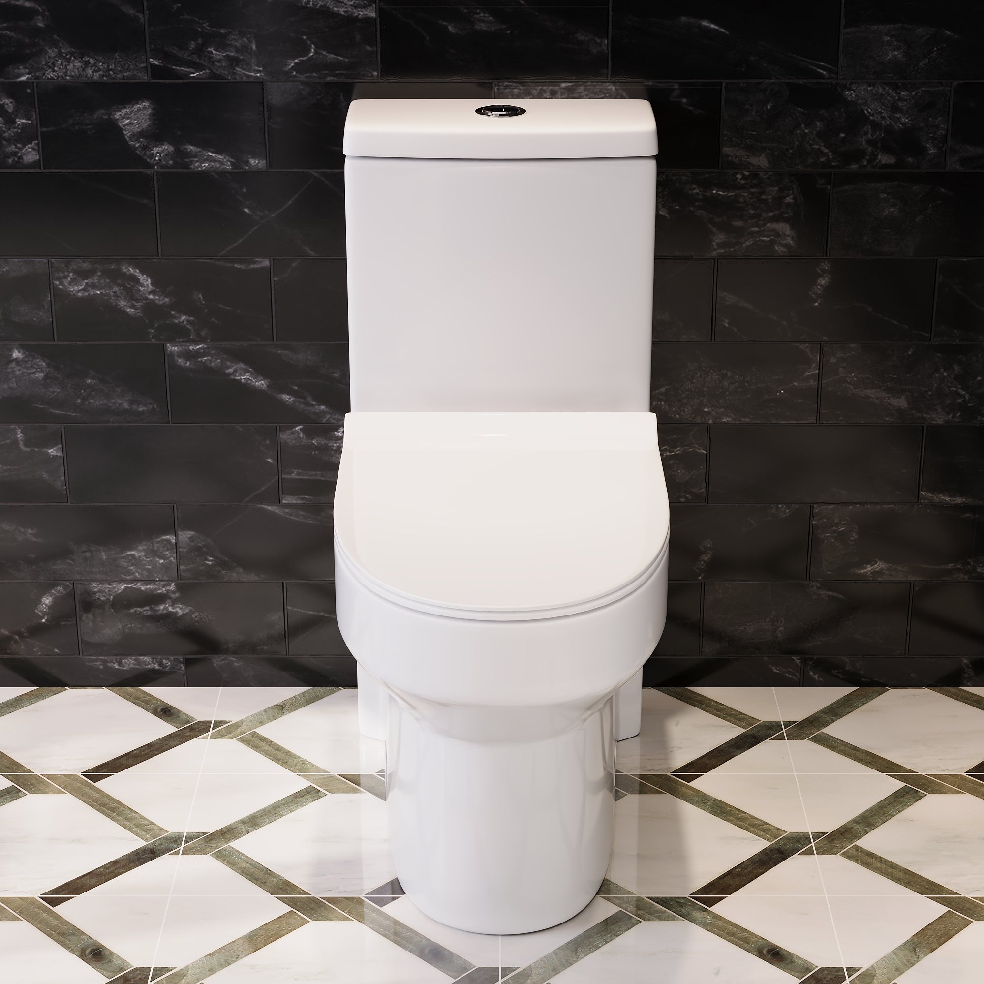 DeerValley Liberty Compact One-Piece Toilet with High-Efficiency Flush, ADA Comfort Height, Ultra-Thin Tank and Lid, Water-Saving Dual Flush (Seat Included)