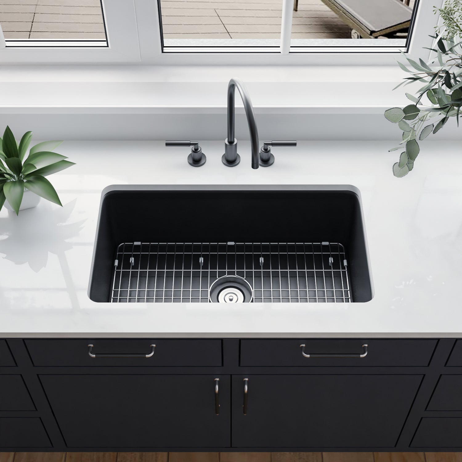 DeerValley Bath DeerValley DV-1K0016 Glen Rectangle Fireclay 31.89" L x 19.09" W Farmhouse Kitchen Sink Kithcen Sink