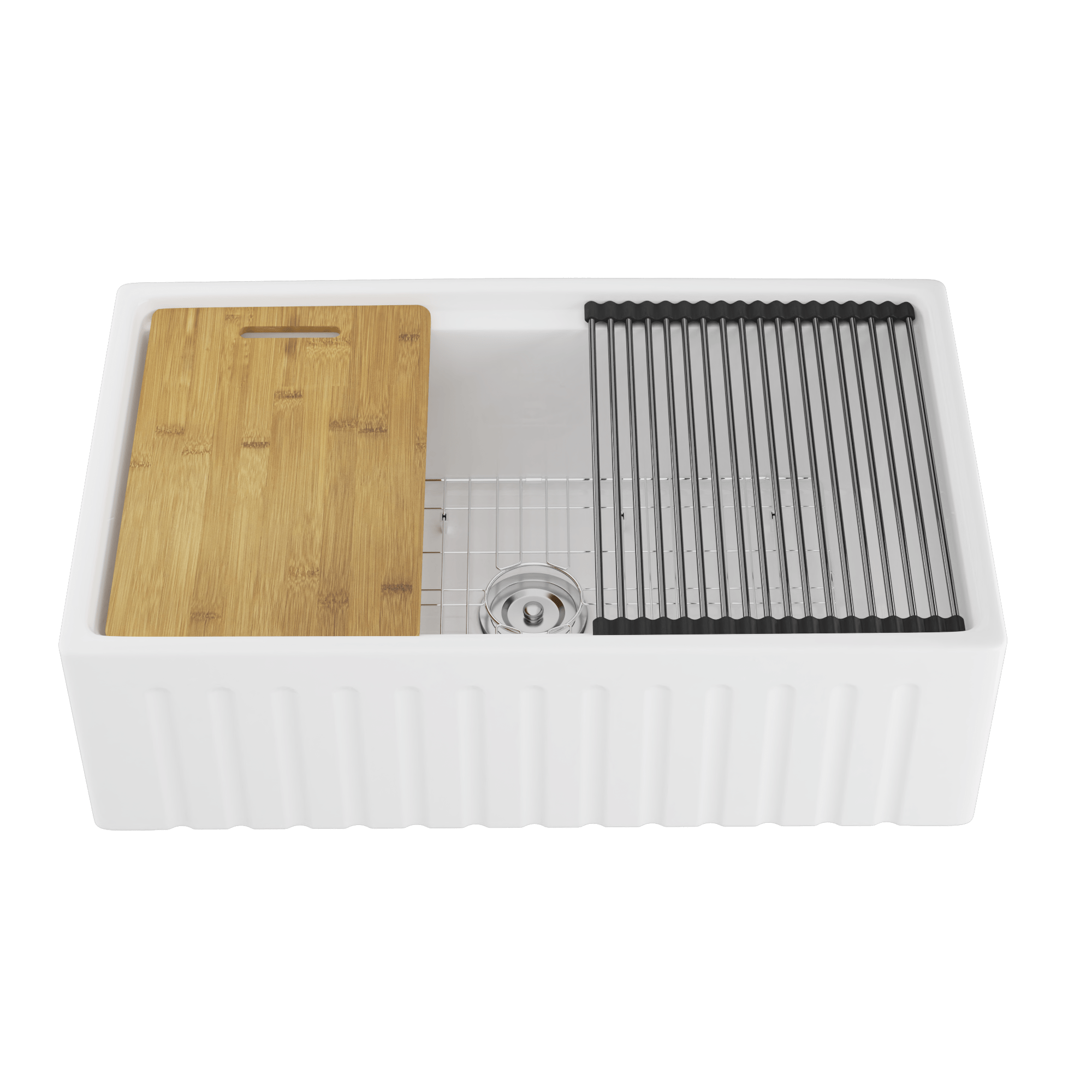 33" L X 20" W Rectangular Workstation Farmhouse Kitchen Sink, Easy-Cleaning