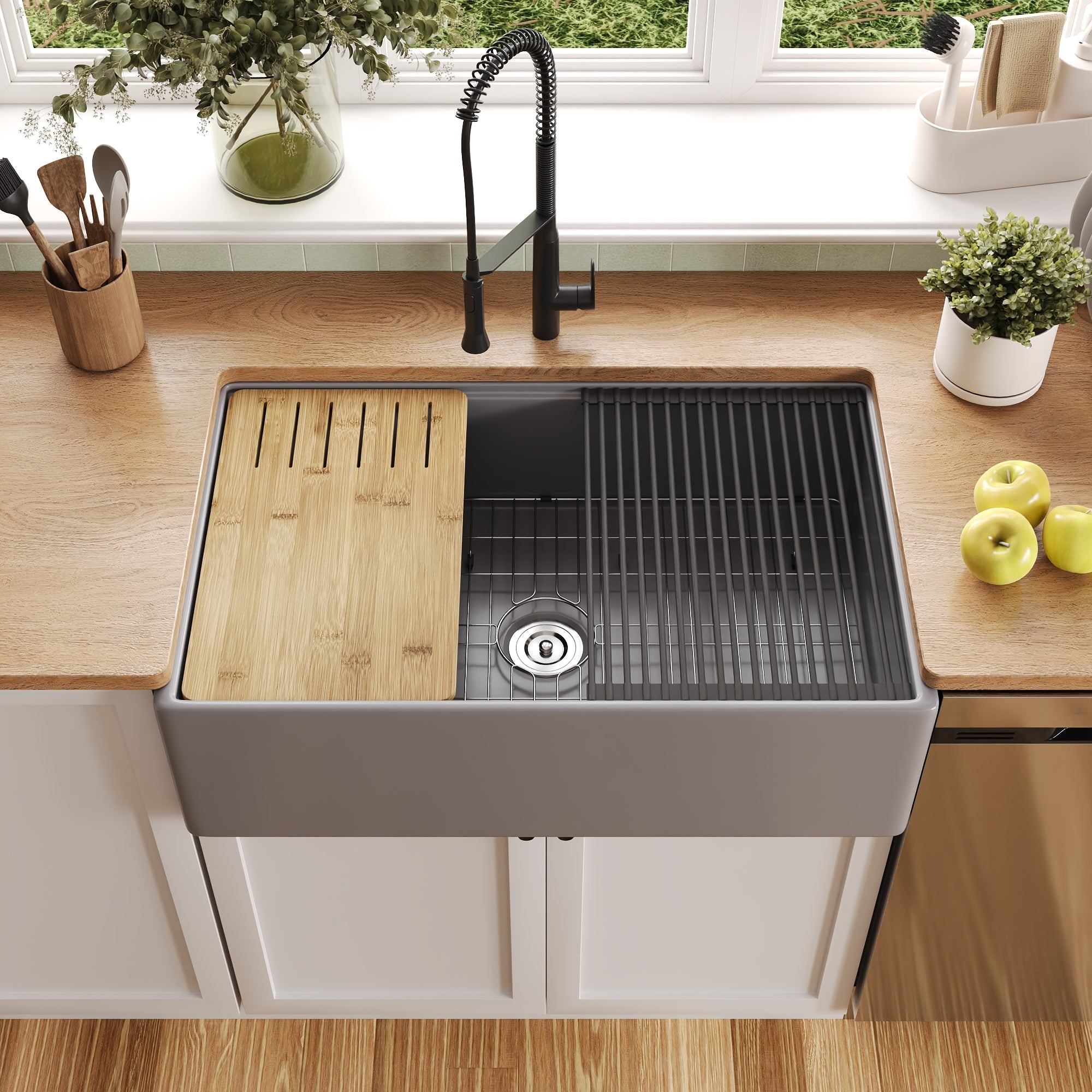 33"x20" Rectangular Workstation Kitchen Sink, Single Bowl With Multiple Colors