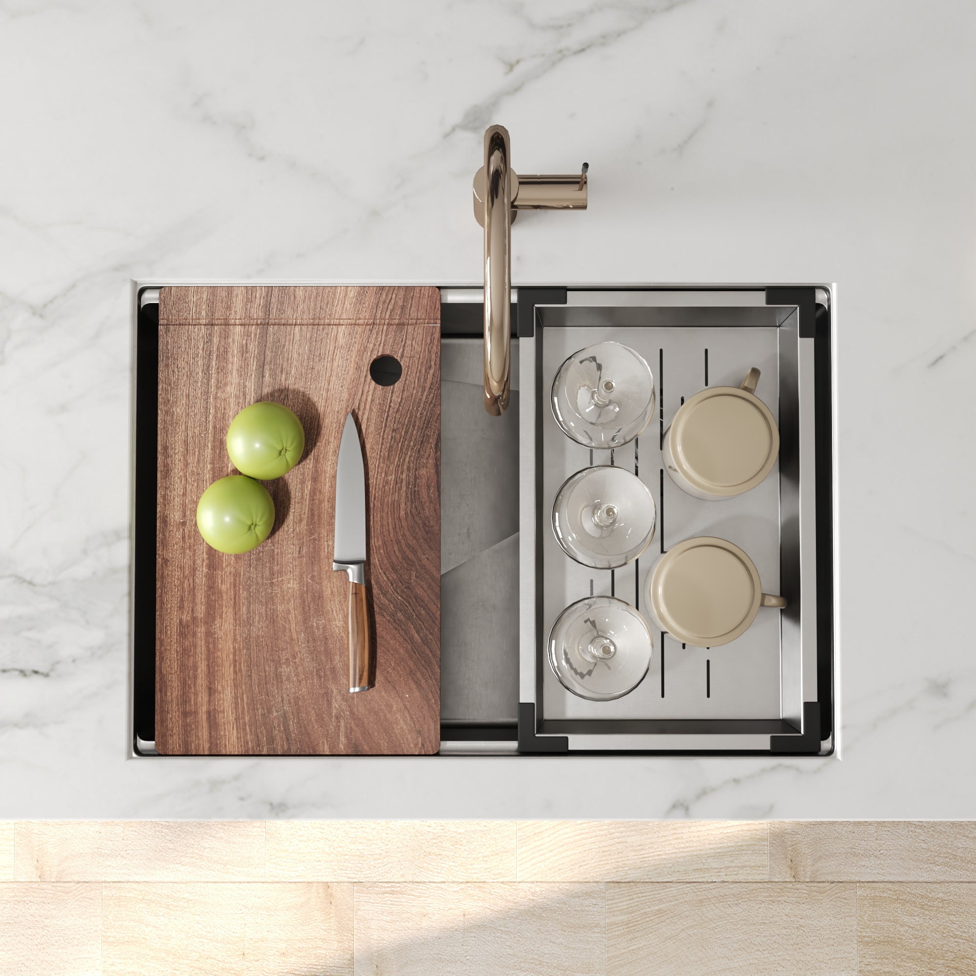 DeerValley Drop-In Kitchen Sink, S304 Stainless Steel Workstation Sink with Accessories