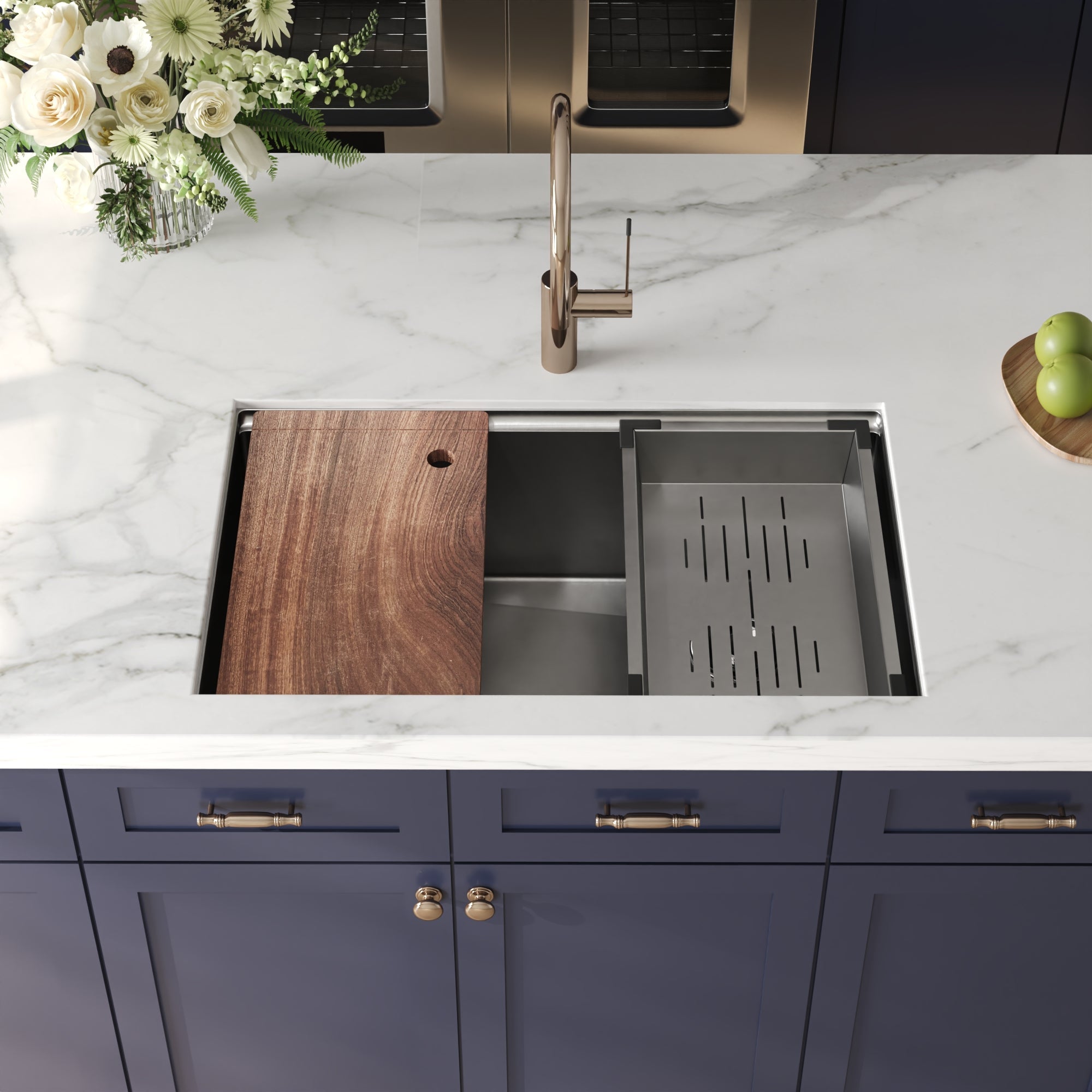 DeerValley Drop-In Kitchen Sink, S304 Stainless Steel Workstation Sink with Accessories