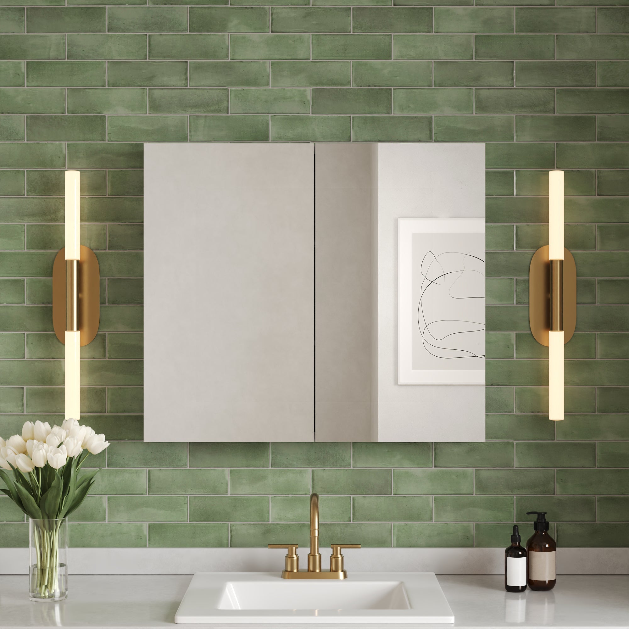 Rectangular Bathroom Medicine Cabinet, Frameless With Mirror With Multiple Types