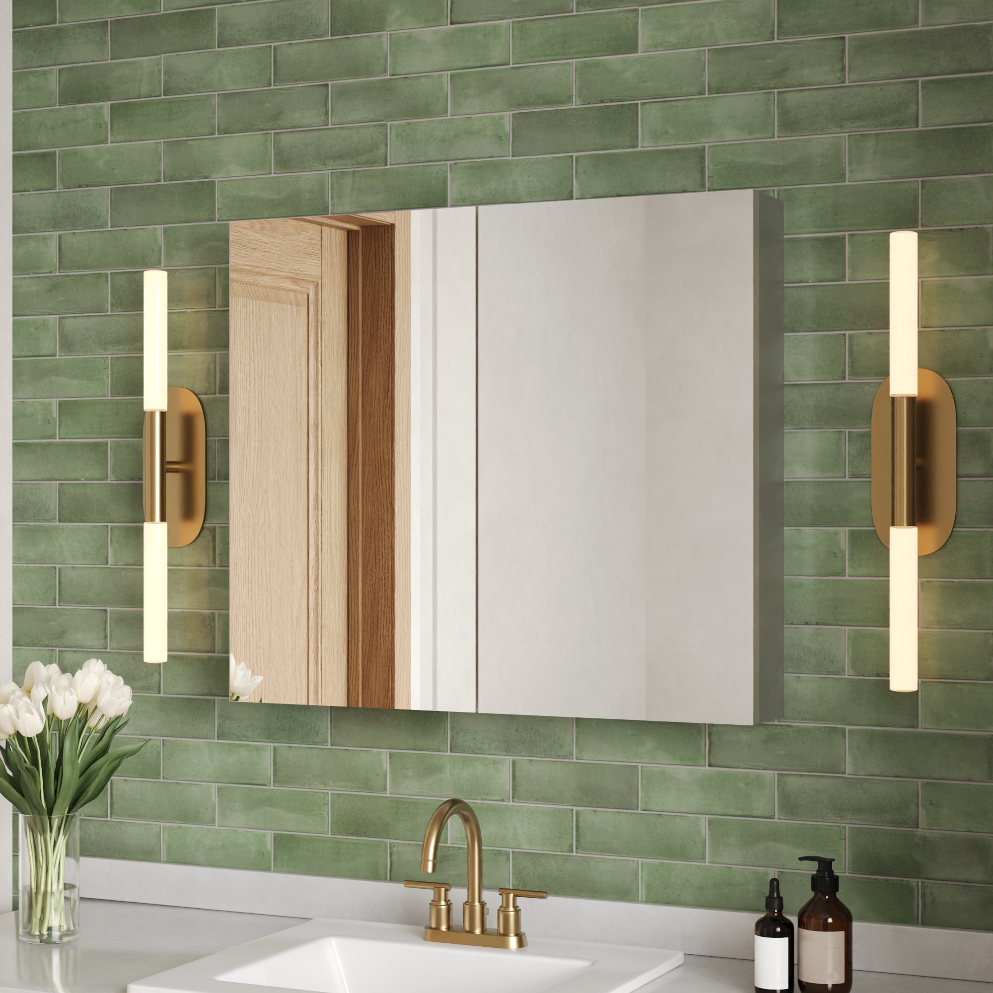 Rectangular Bathroom Medicine Cabinet, Frameless With Mirror With Multiple Types