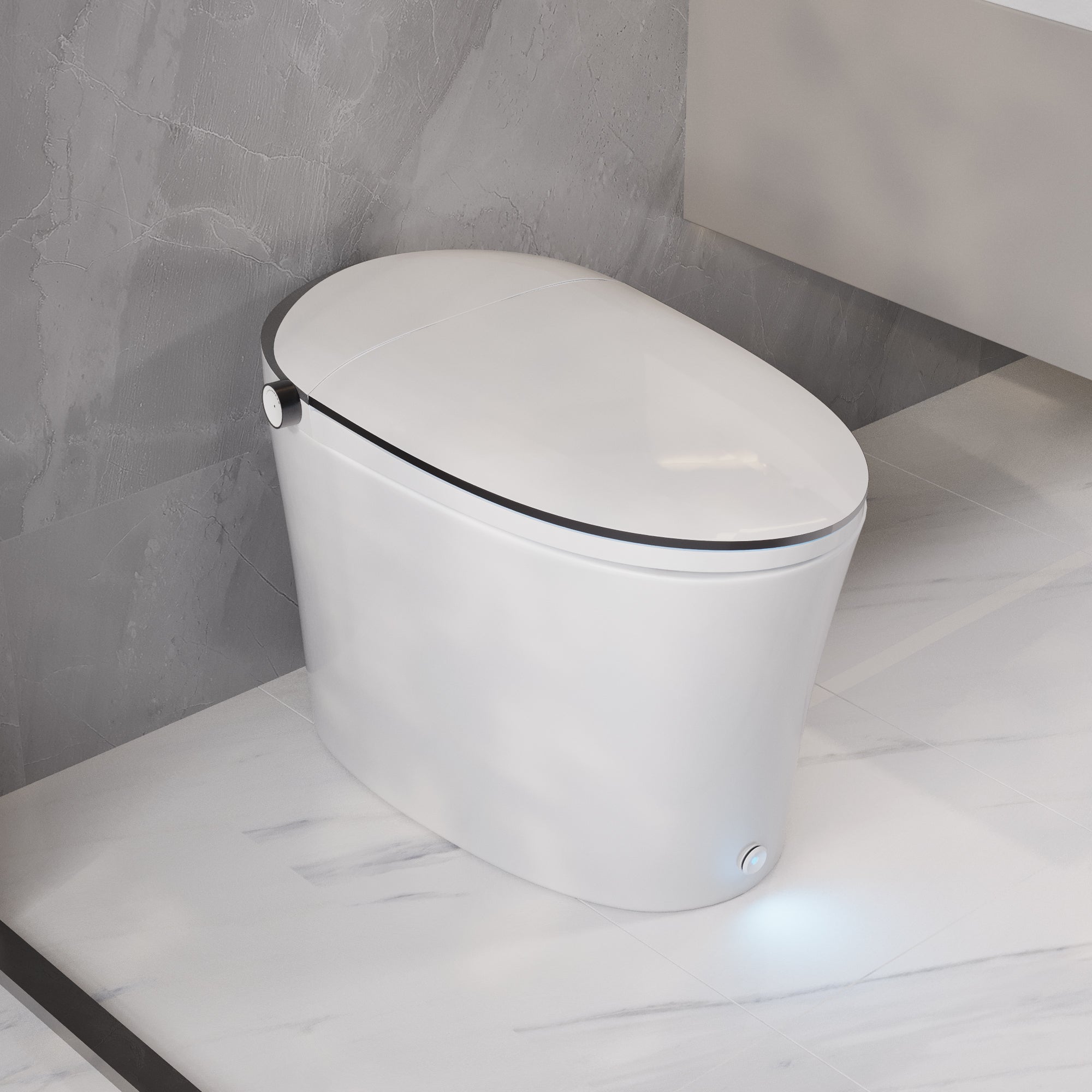 DeerValley Smart Toilet Quiet-Closed Heated Seat Sensor Auto, Foot Kick & Blackout Flush, Night Light,DV-1S0019/V1/V3