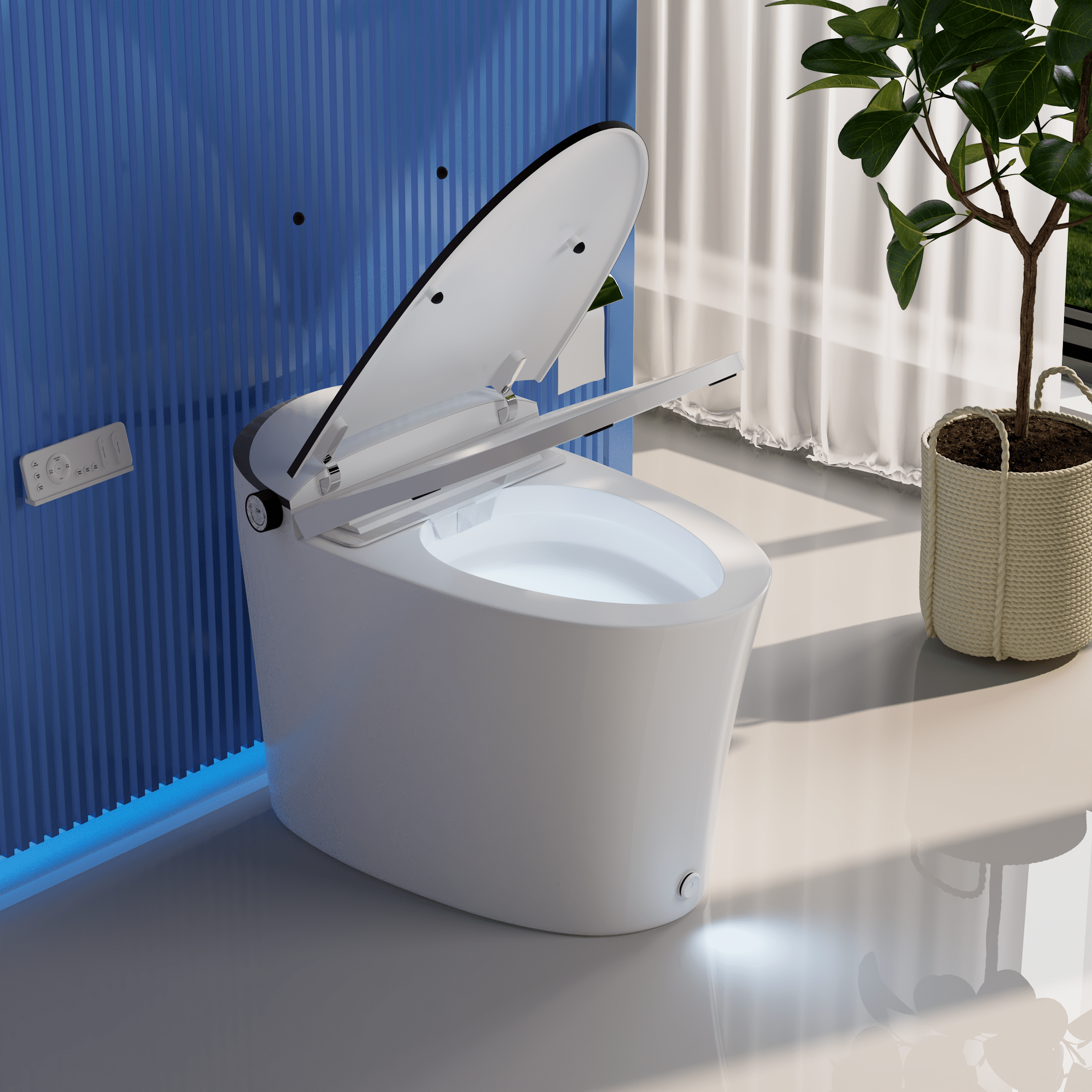 DeerValley DV-1S0019/V1/V3 Tankless Elongated Smart Toilet Quiet-Closed Heated Seat Sensor Auto, Foot Kick & Blackout Flush, Night Light