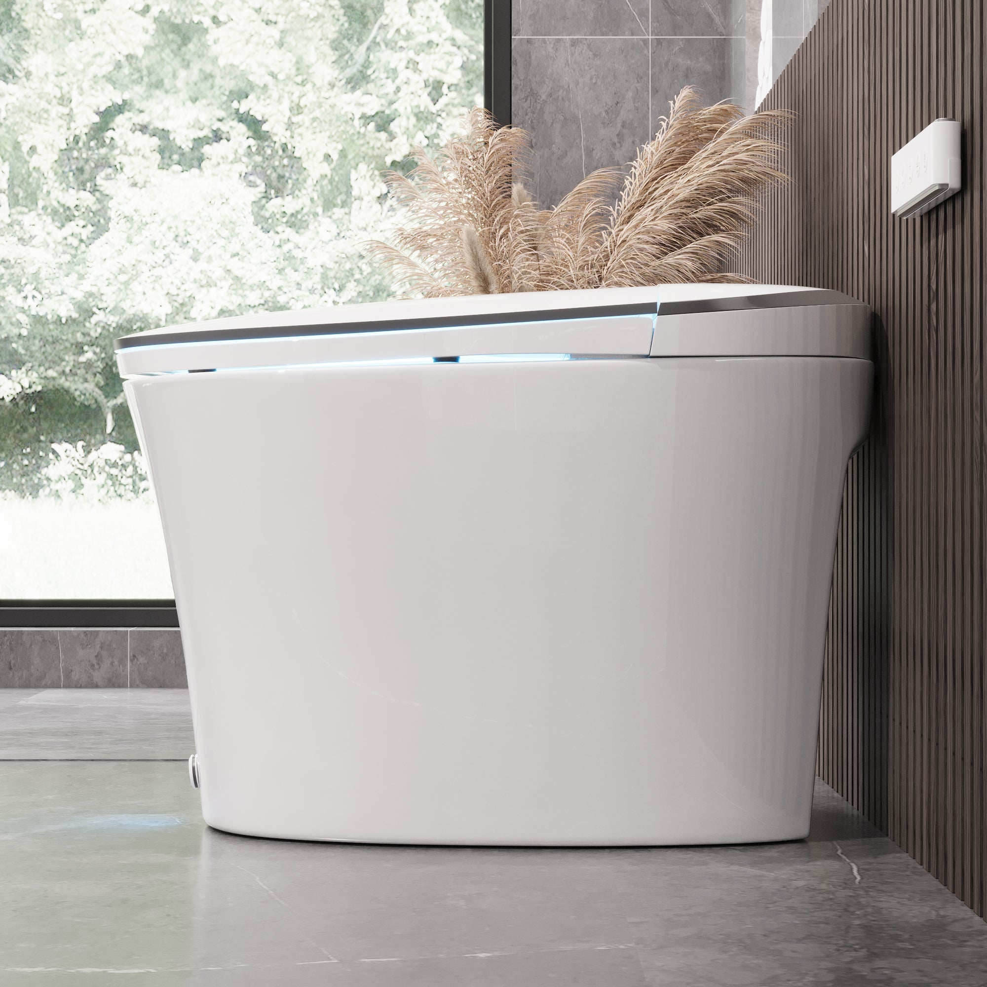 DeerValley DV-1S0019-V3 Premium Tankless Elongated Smart Bidet Toile, Quiet-Closed Heated Seat Sensor Auto, Foot Kick & Blackout Flush, Warm Wash, Night Light