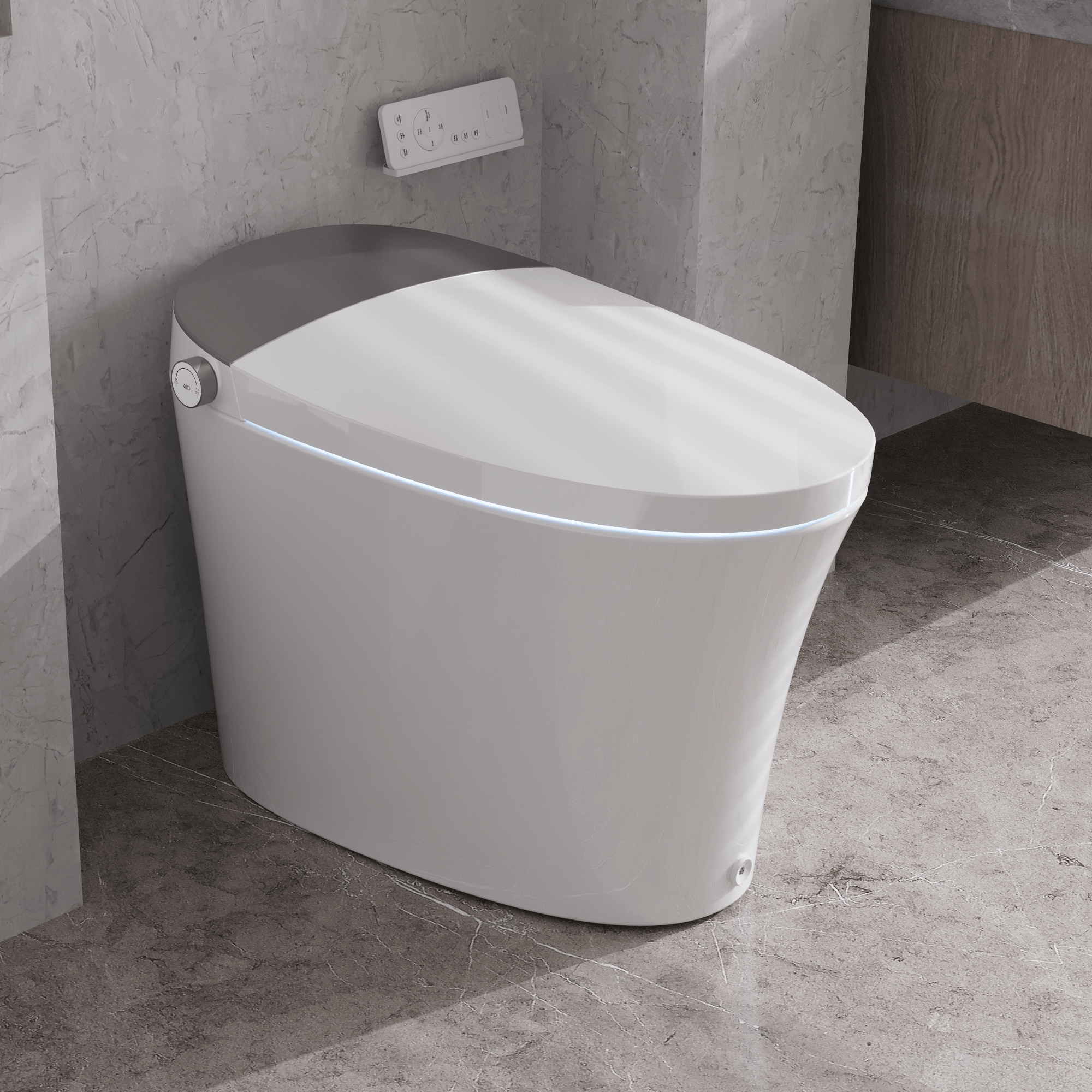 DeerValley DV-1S0150/DV-1S0150-V3 Tankless Smart Toilet,Off-seat Auto Flush,Foot Kick Flush,Night Light,Modern Elongated Toilet with Warm Water