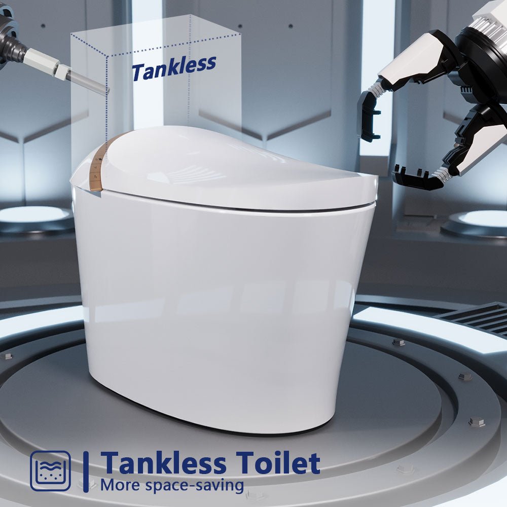 DeerValley DV-1S0160-V3 Premium Tankless Elongated Smart Bidet Toilet with Off-Seat Flush/Foot Sensor Flush, Automatic Tankless Toilet with Heated Seat, Warm Water Cleaning, Warm Air dryer