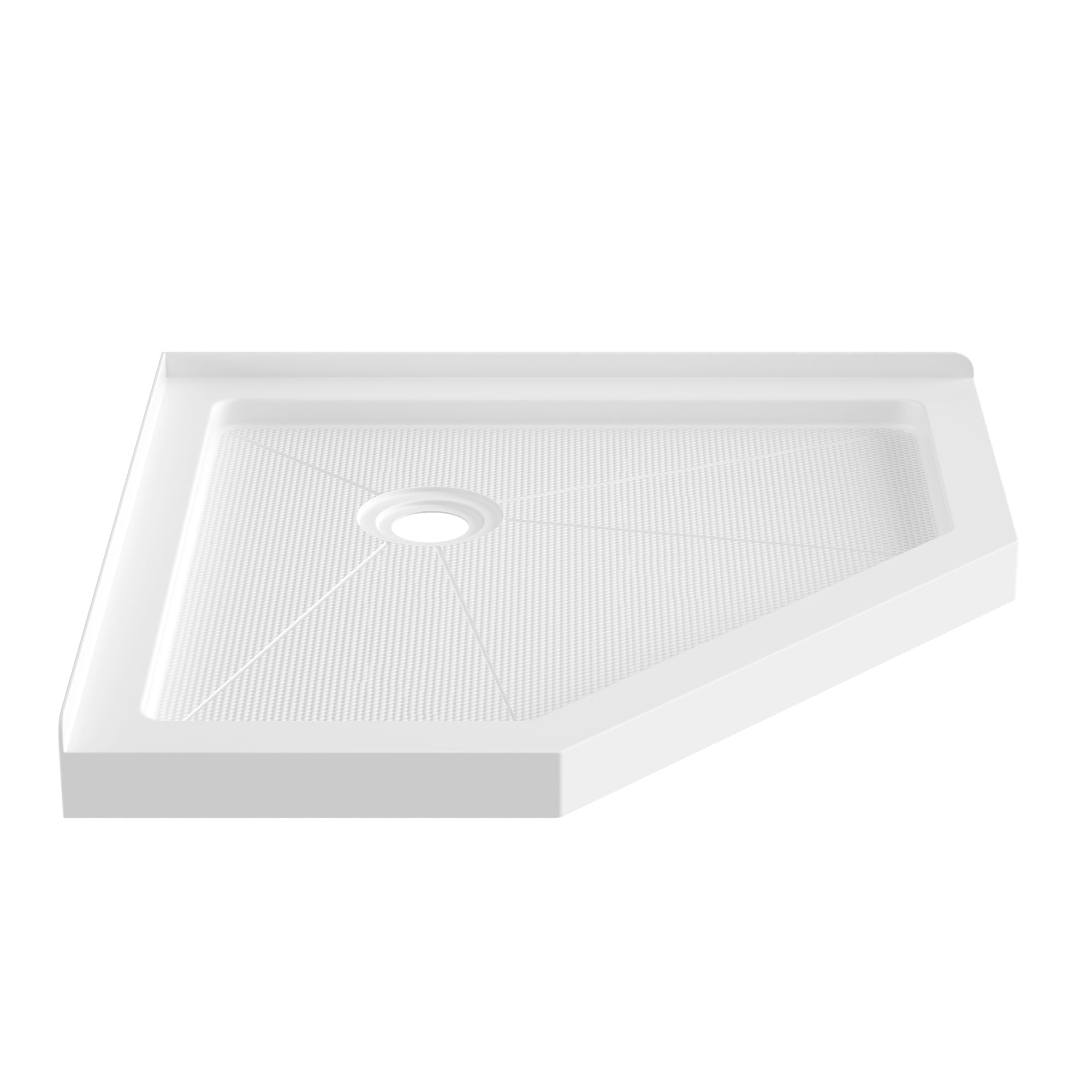 DeerValley 35" x 35" Neo-Angle Single Threshold Shower Base, Acrylic White, Single-Threshold