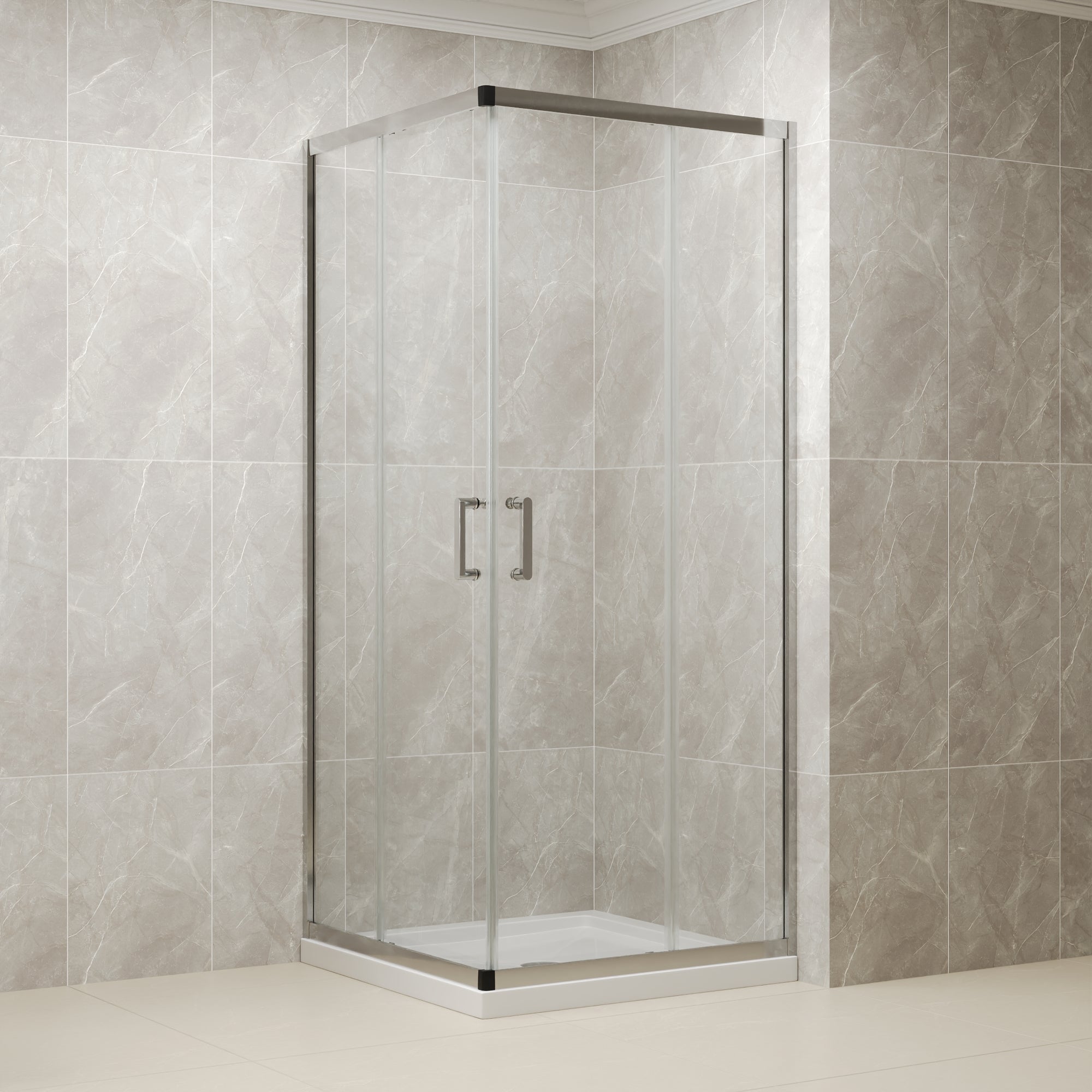 DYNASTY Framed Square Reversible Shower Enclosure, Double Sliding Door Corner Shower Door with 0.24" Clear Glass
