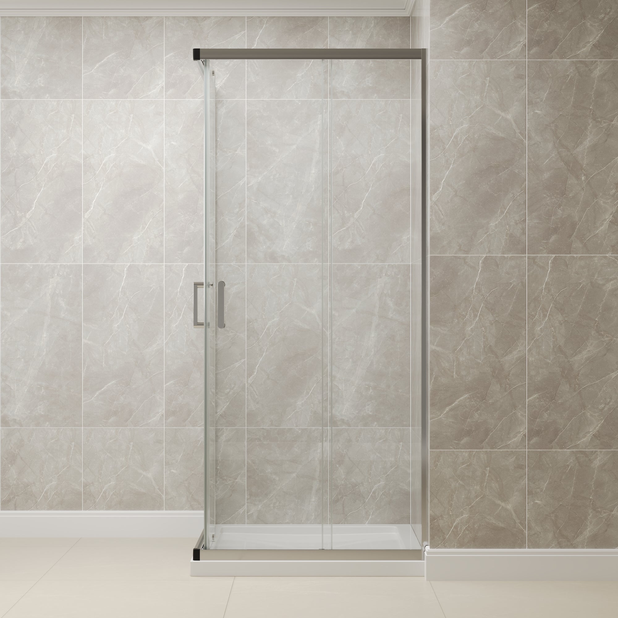 DYNASTY Framed Square Reversible Shower Enclosure, Double Sliding Door Corner Shower Door with 0.24" Clear Glass