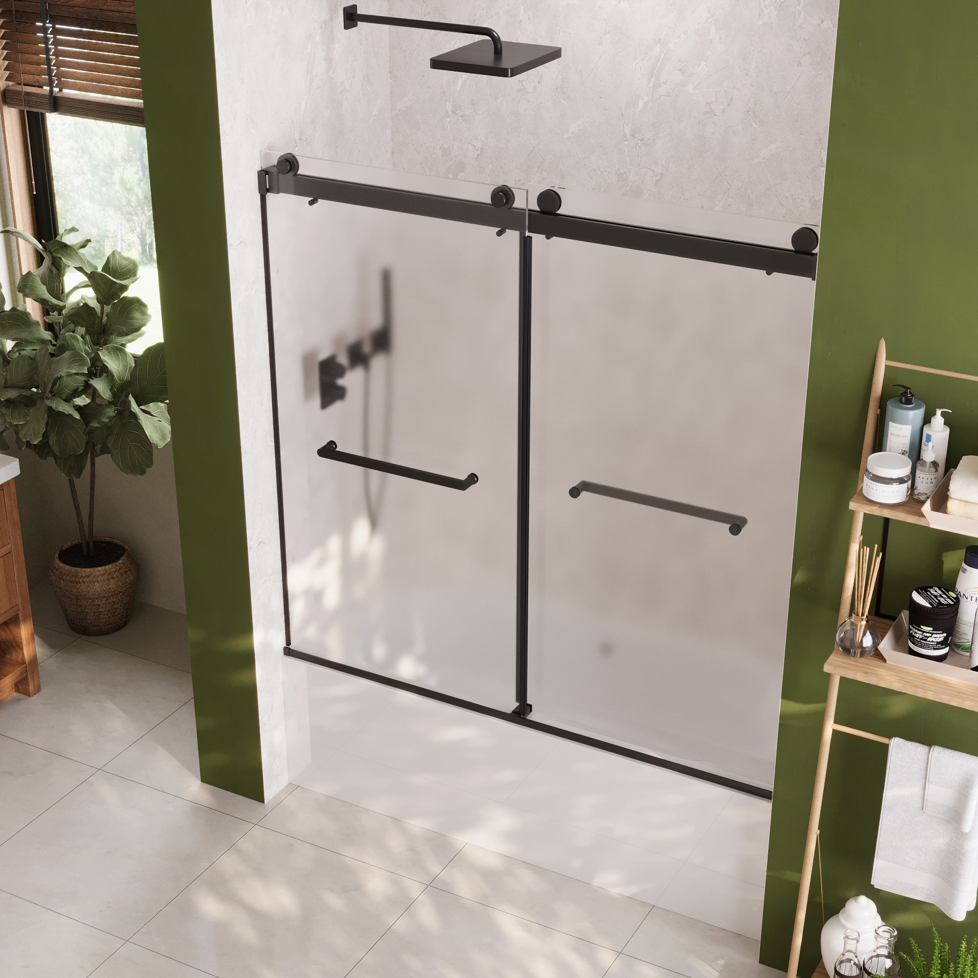LIBERTY 60" x 62" Tub Shower Door Double Sliding Bypass Sliding Bathtub Door