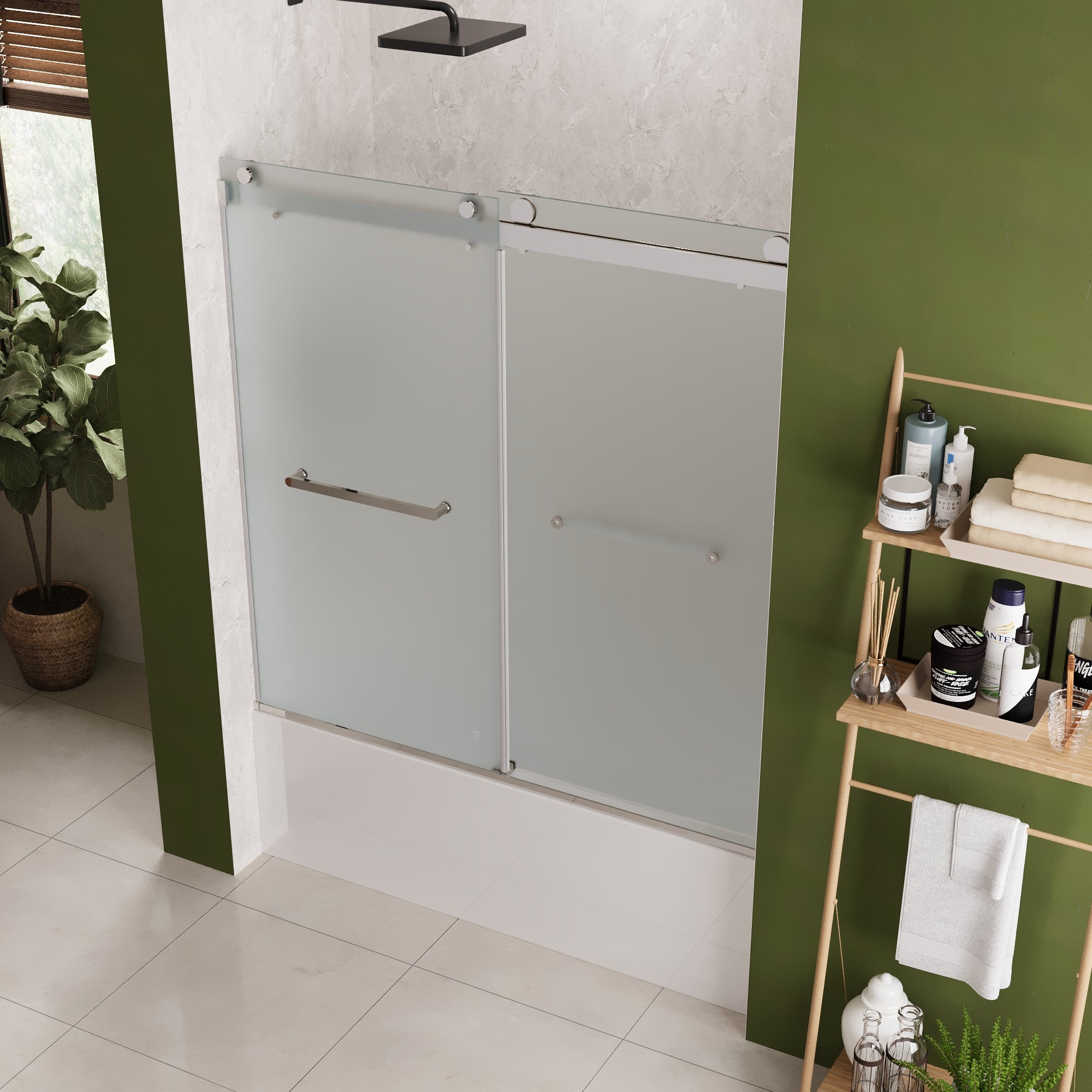 LIBERTY 59" x 59" Tub Shower Door Double Sliding Bypass Sliding Bathtub Door