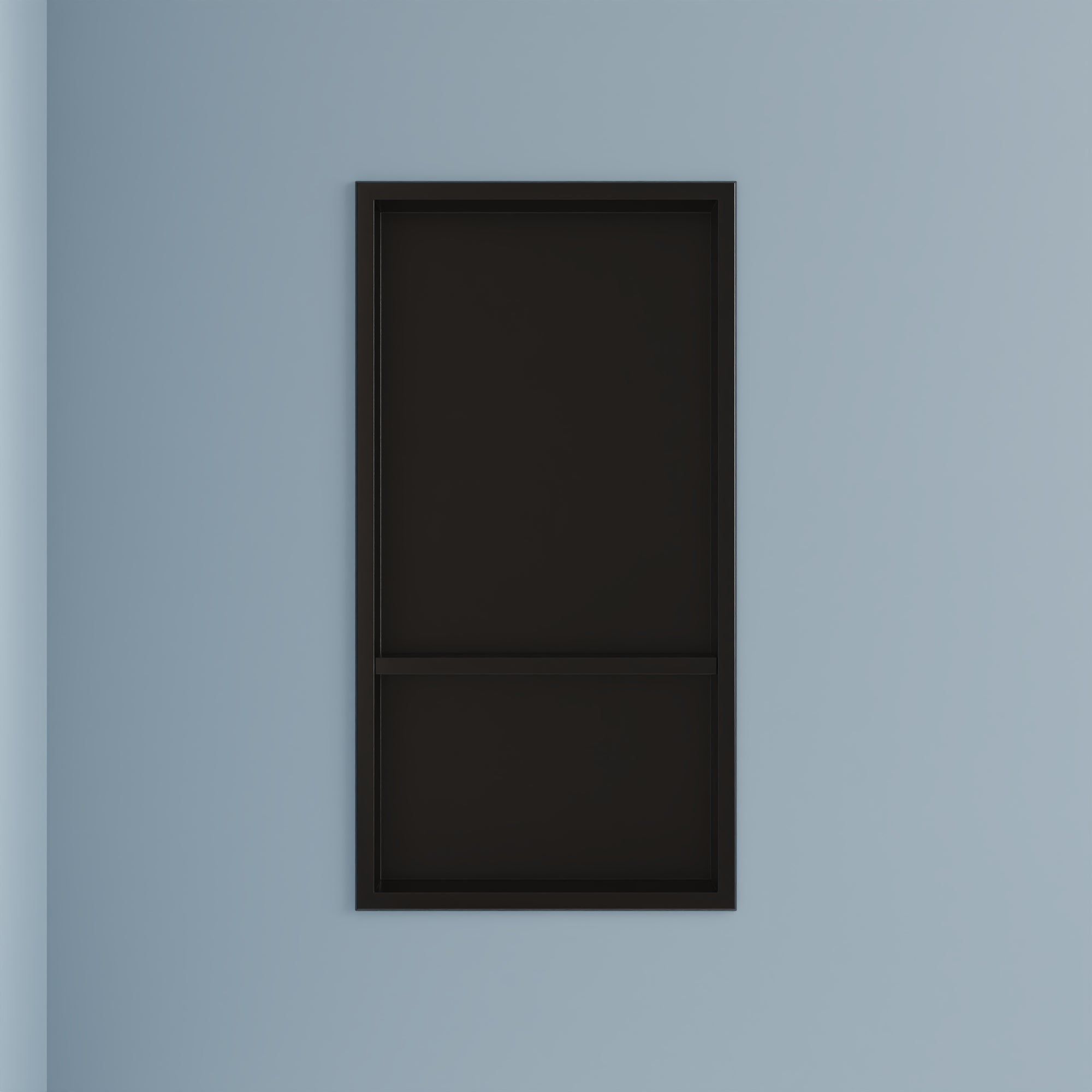 DeerValley 12" x 24" Double Shelf Shower Niche with Drainage Slope, Matte Black, White, or Stainless Steel Finish - Recessed Wall Bathroom Niche, No Tile Required