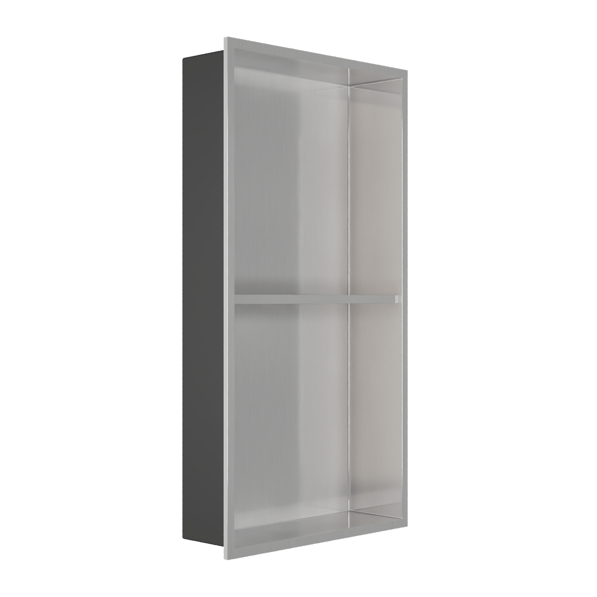 DeerValley 12" x 24" Double Shelf Shower Niche with Drainage Slope, Matte Black, White, or Stainless Steel Finish - Recessed Wall Bathroom Niche, No Tile Required