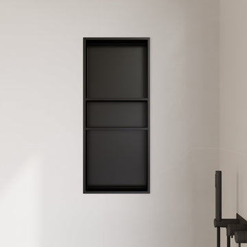 DeerValley 13" x 31" Triple Shelf Shower Niche with Drainage Slope, Matte Black, - Recessed Wall Bathroom Niche, No Tile Required