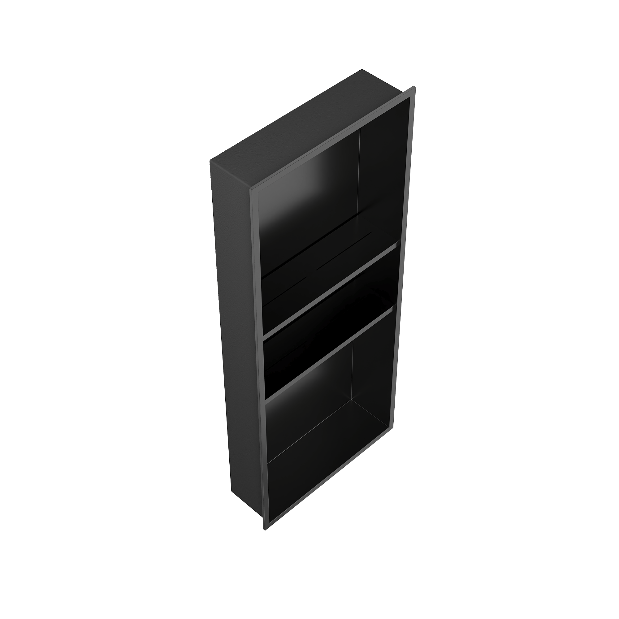 DeerValley 13" x 31" Triple Shelf Shower Niche with Drainage Slope, Matte Black, - Recessed Wall Bathroom Niche, No Tile Required