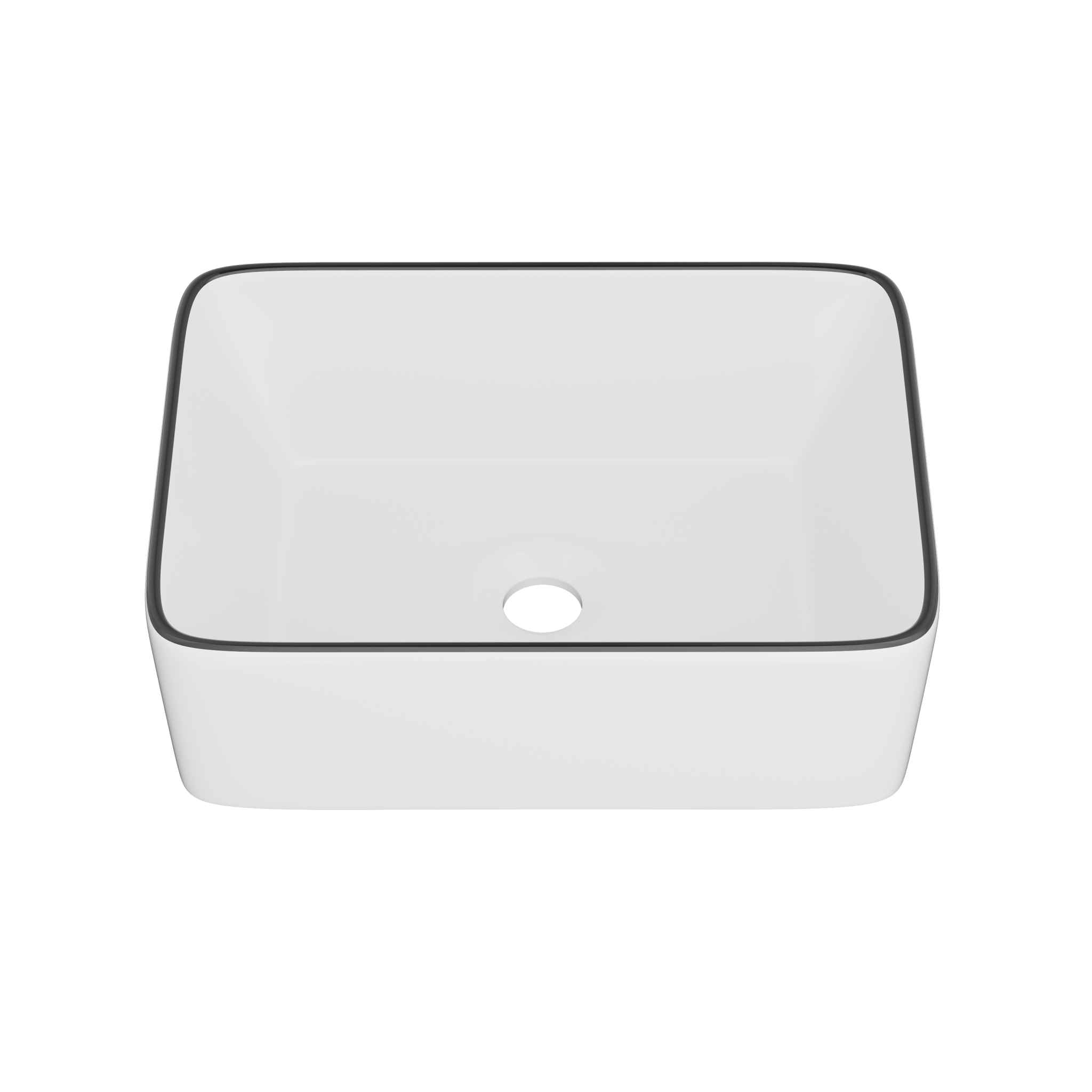 DeerValley Liberty 16"x 12" Rectangular Vitreous China Vessel Bathroom Sink, White with Black Striped Edge - DV-1V0317