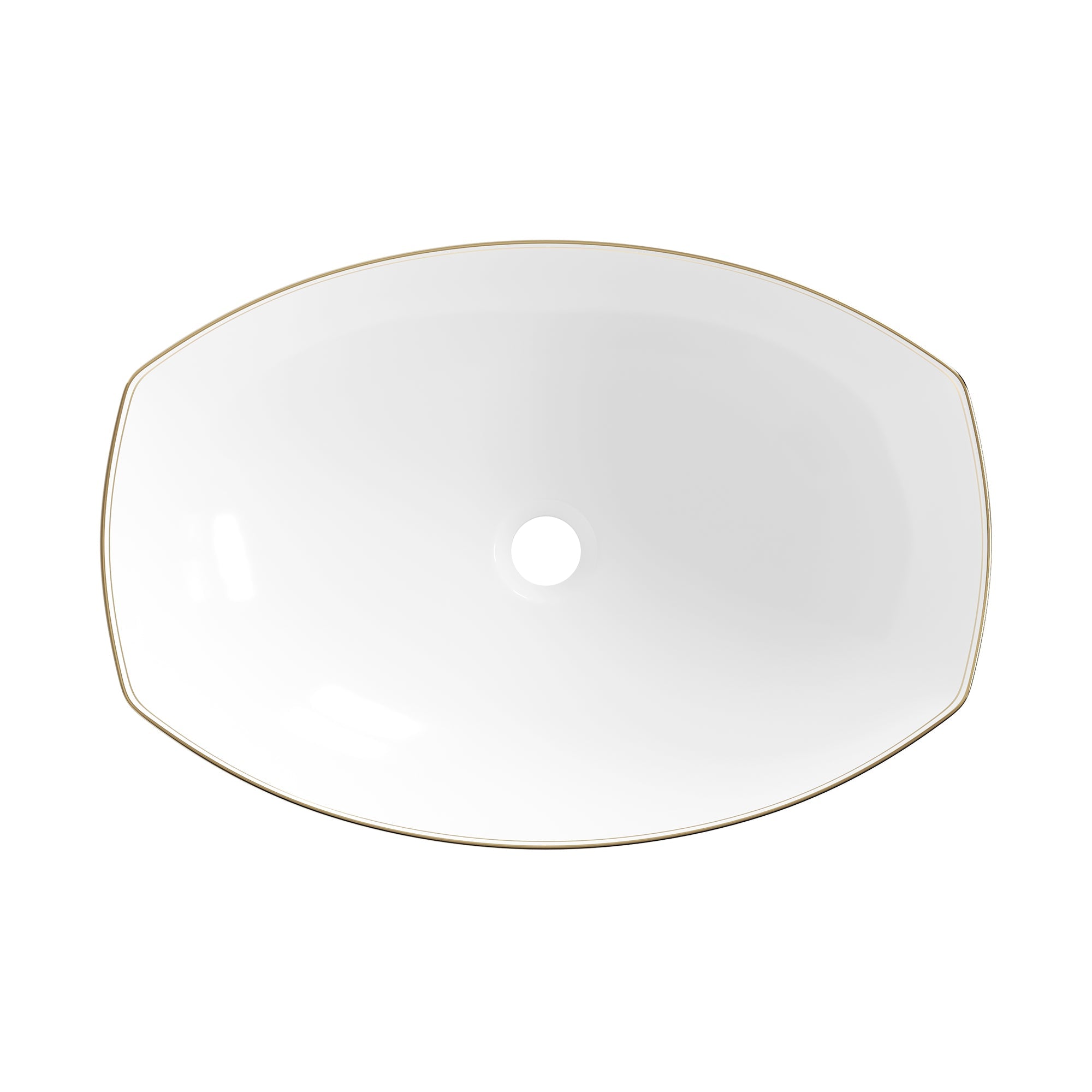 DeerValley 22" x 16" Boat-Shaped Ceramic Vessel Sink with Gold Striped Edges - DV-1V0319