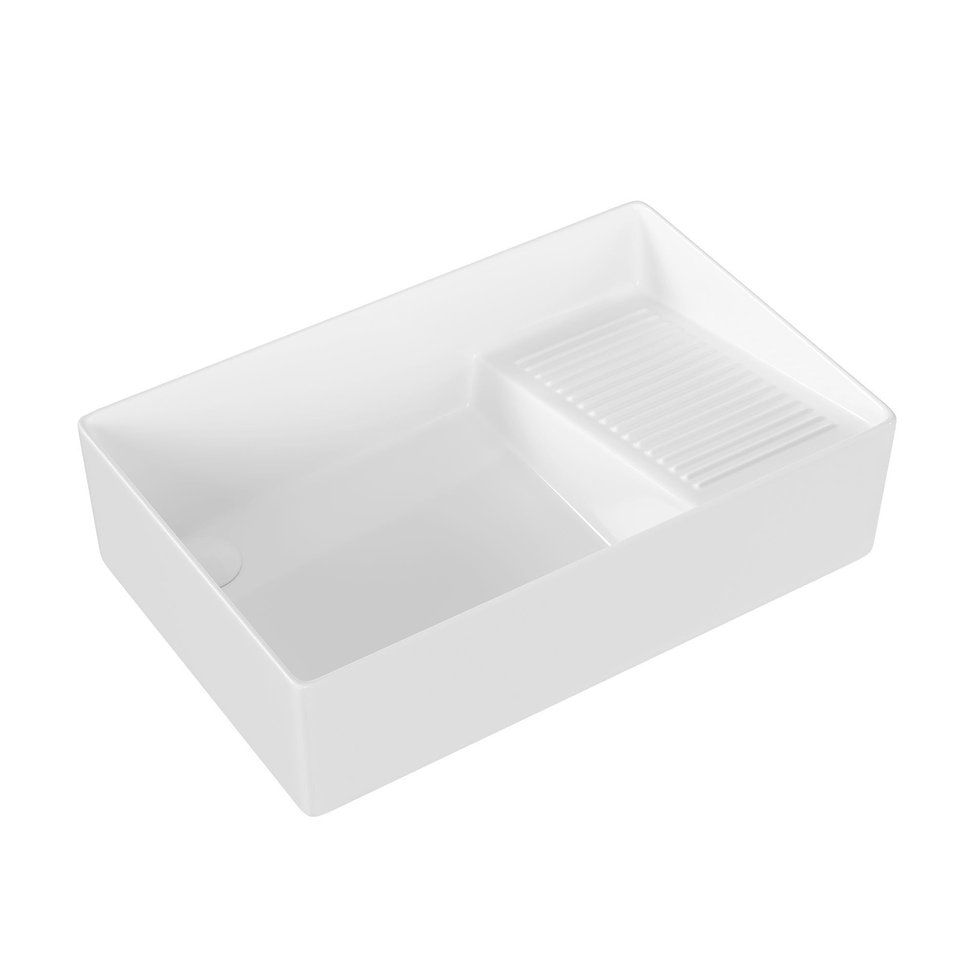 Perch 24" x 17" Square Ceramic Vessel Sink with Slanted Washboard Design