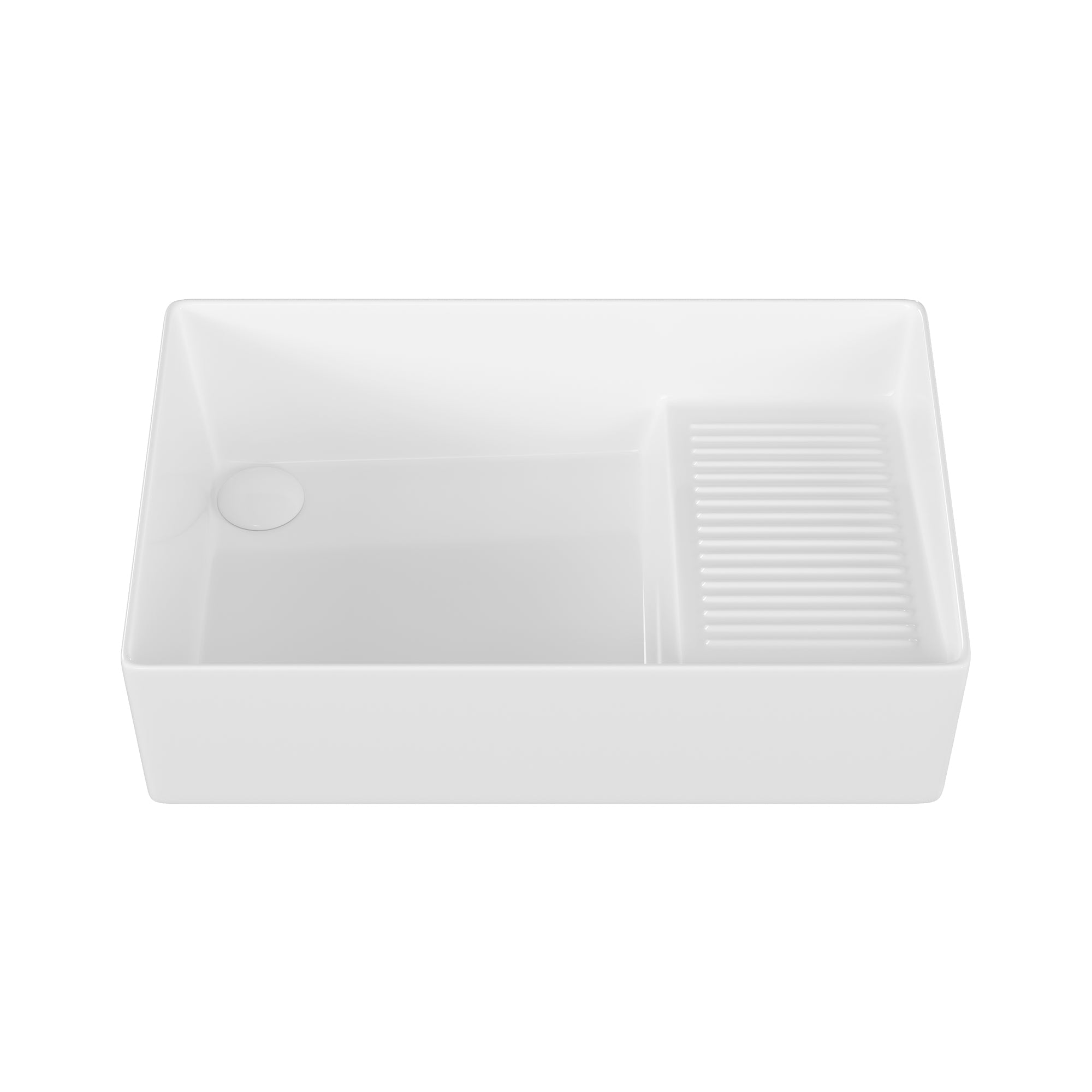 Perch 24" x 17" Square Ceramic Vessel Sink with Slanted Washboard Design