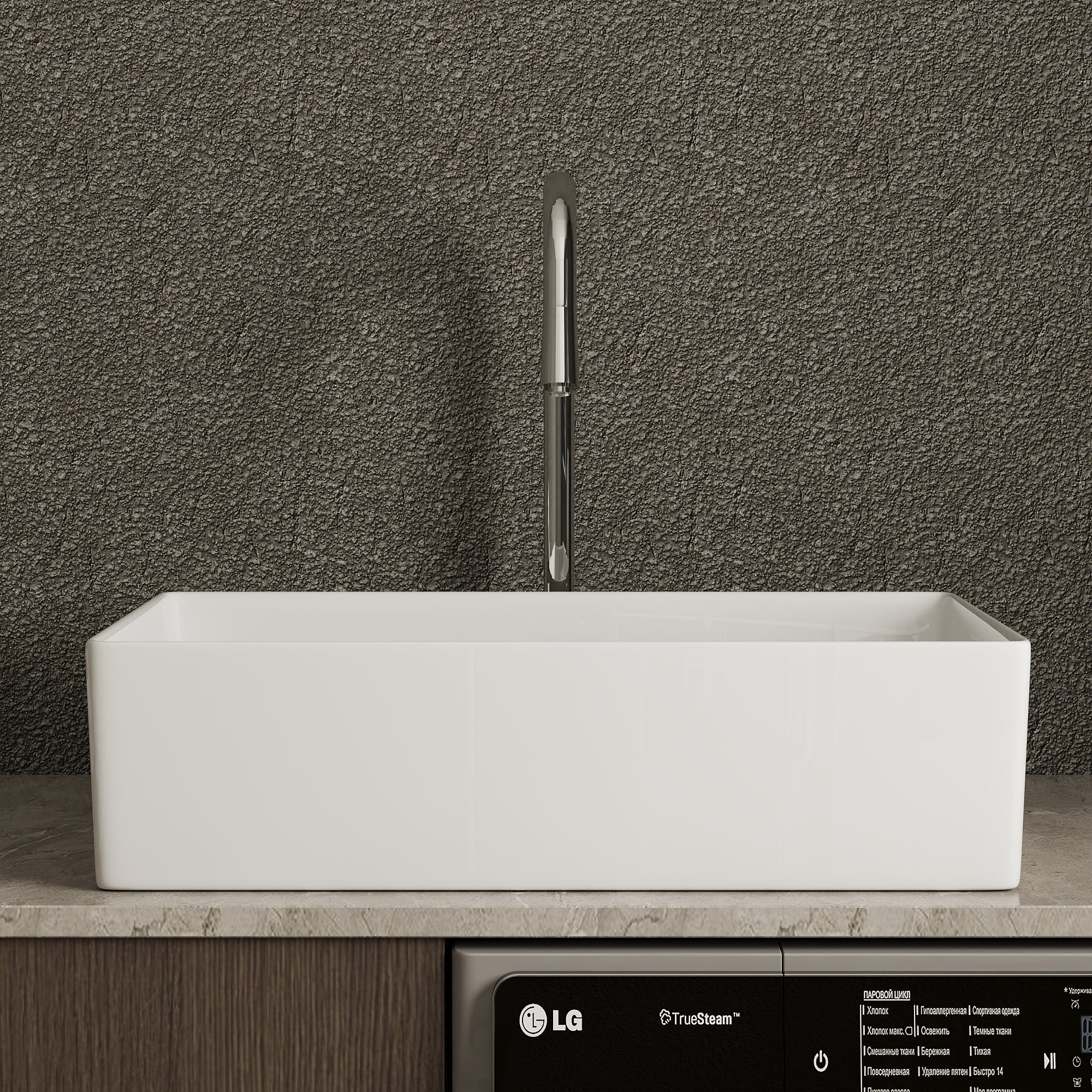 Perch 24" x 17" Square Ceramic Vessel Sink with Slanted Washboard Design