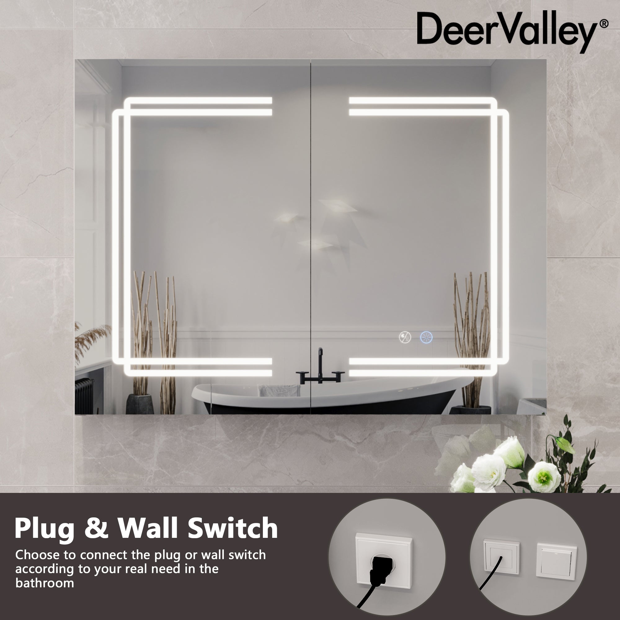 Two/Three Doors Rectangular Bathroom Medicine Cabinet,with Mirror With Multiple Types