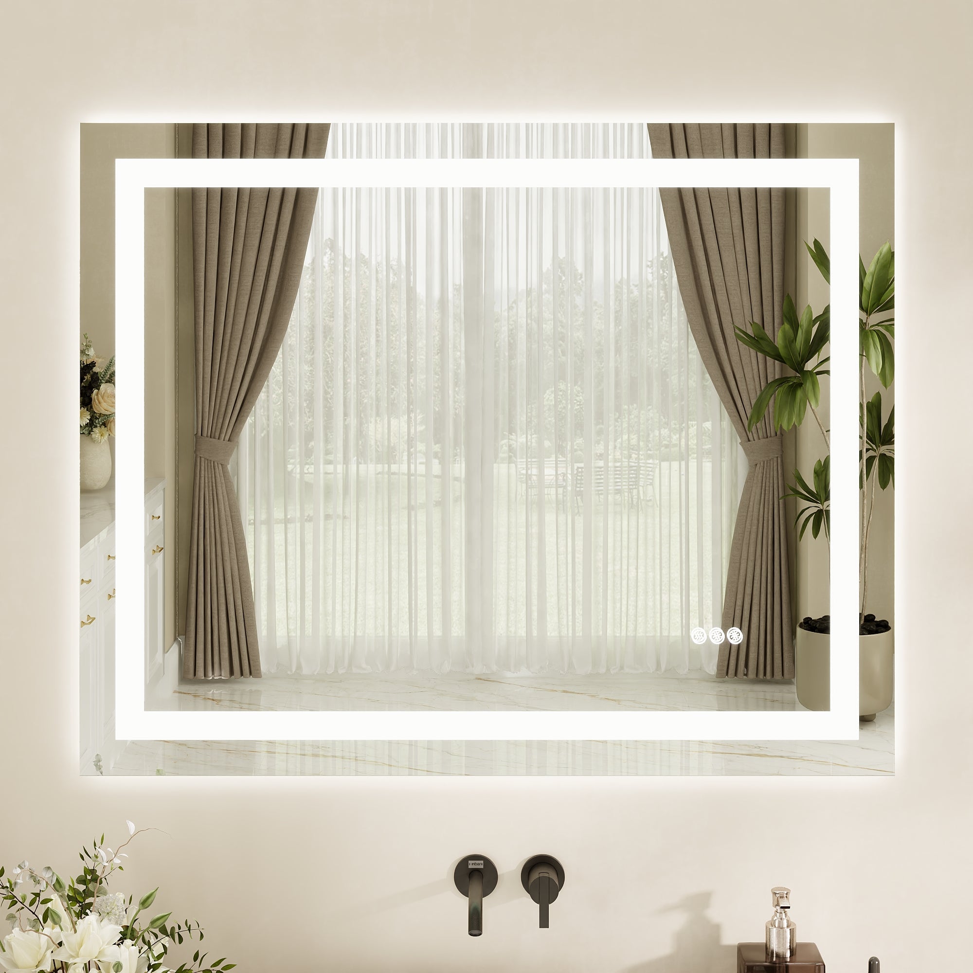DeerValley 40"x 32" / 55"x 30" LED Bathroom Mirror with Lights, 1.5X Anti-Fog, Front and Backlit Frameless LED Mirror£¬DV-1VM0309/DV-1VM0308