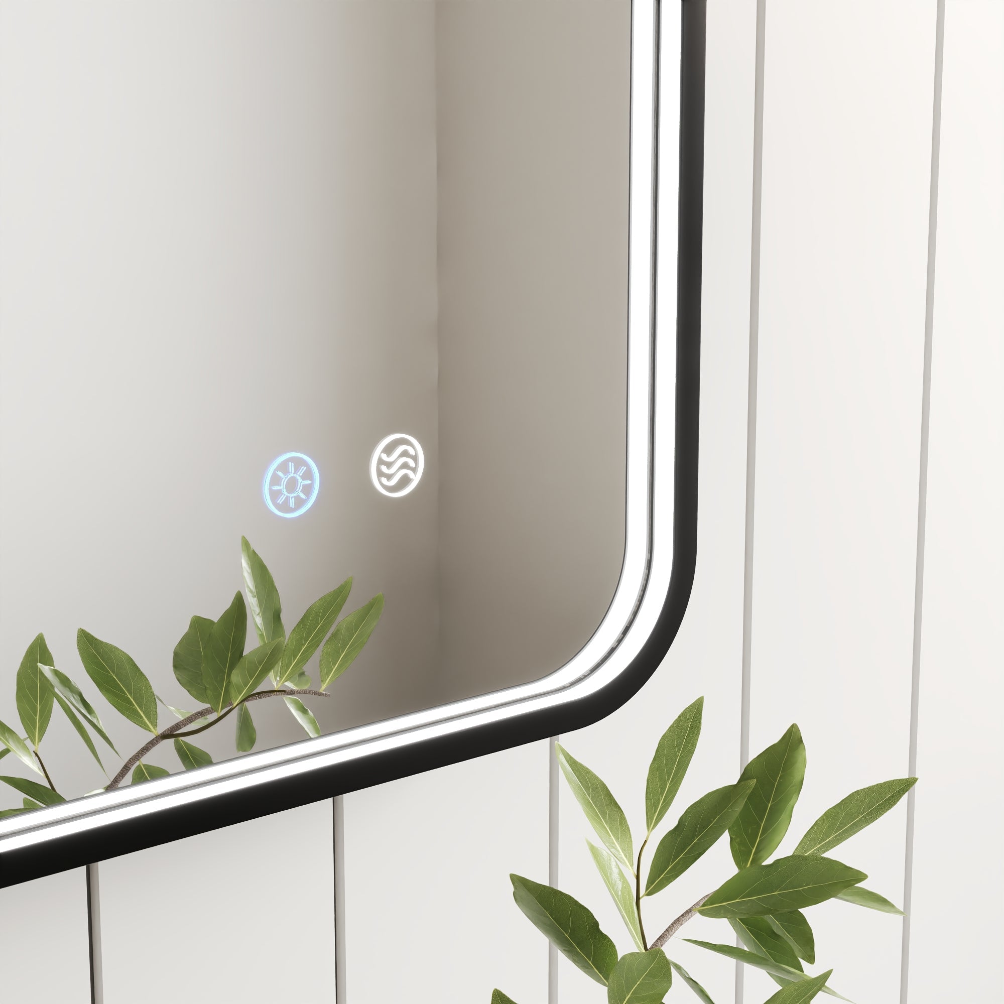 DeerValley 24"x 36" LED Bathroom Vanity Mirror, Wall Mounted Lighted Mirrors with Black Metal Frame