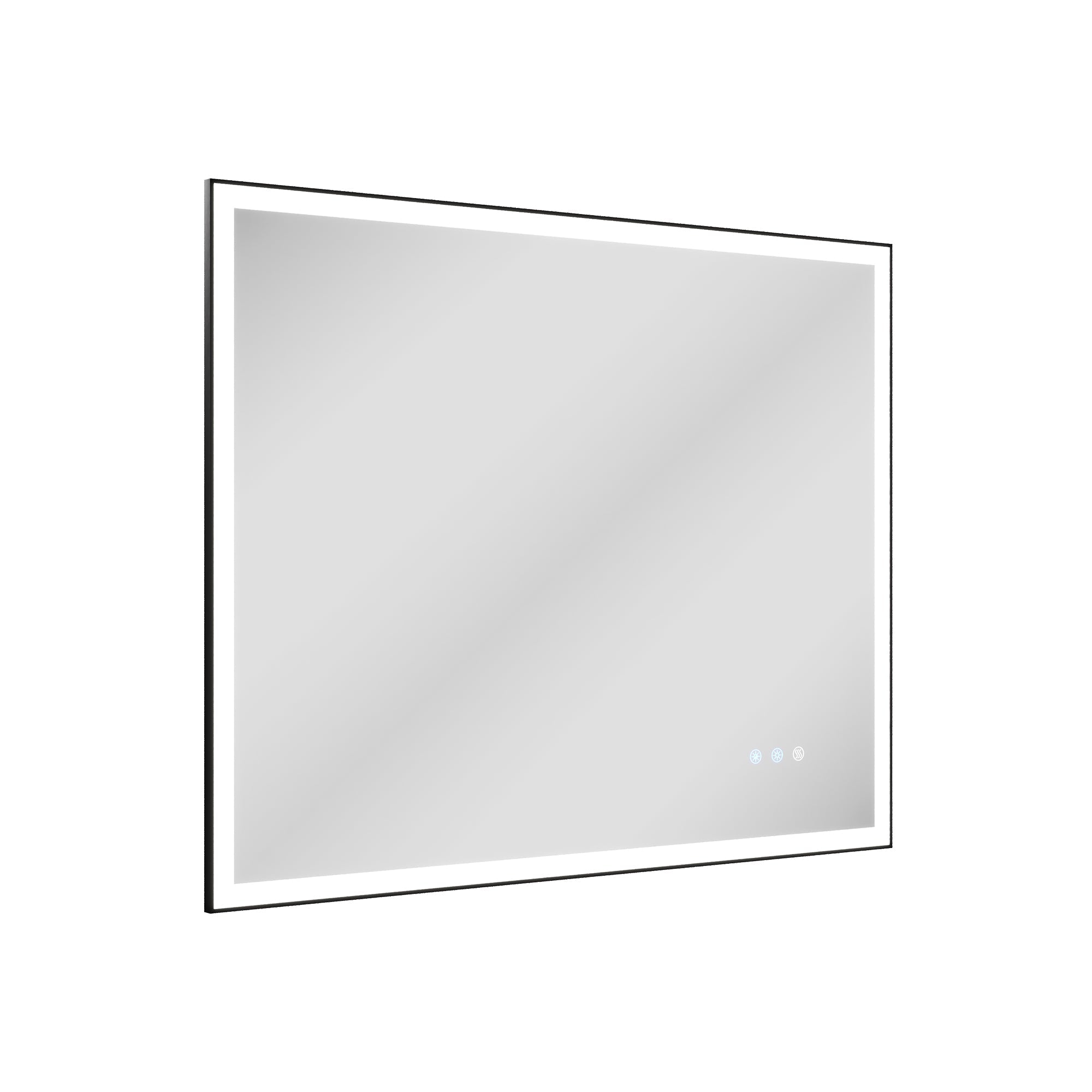 DeerValley 40"x 32" / 30"x 36" LED Bathroom Vanity Mirror, Front and Backlit Matte Black Frame Lighted Vanity Mirrors