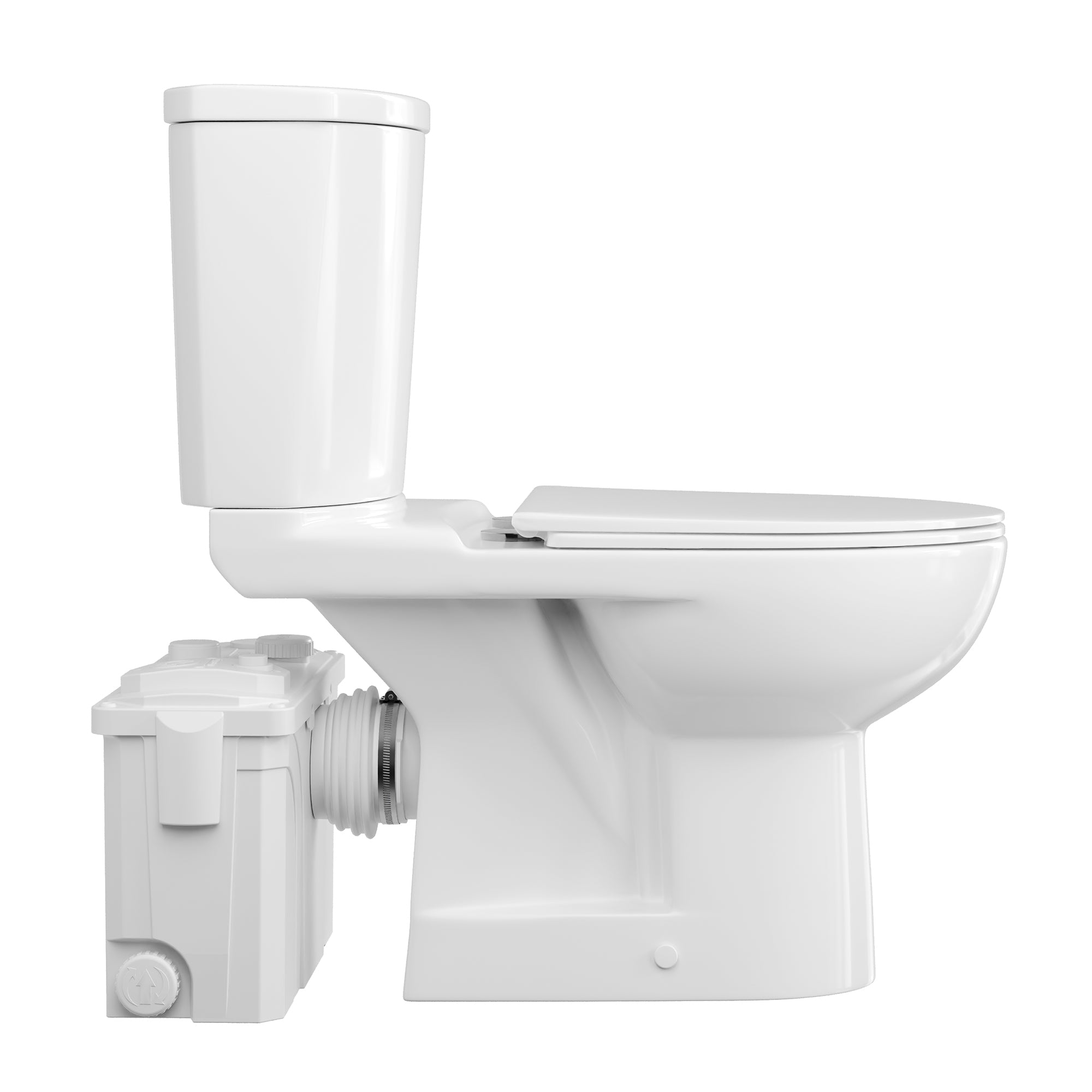 Macerating Toilet, 23ft Vertical Sewage Lift, 700W Stainless Steel Grinder, Dual Odor Control System