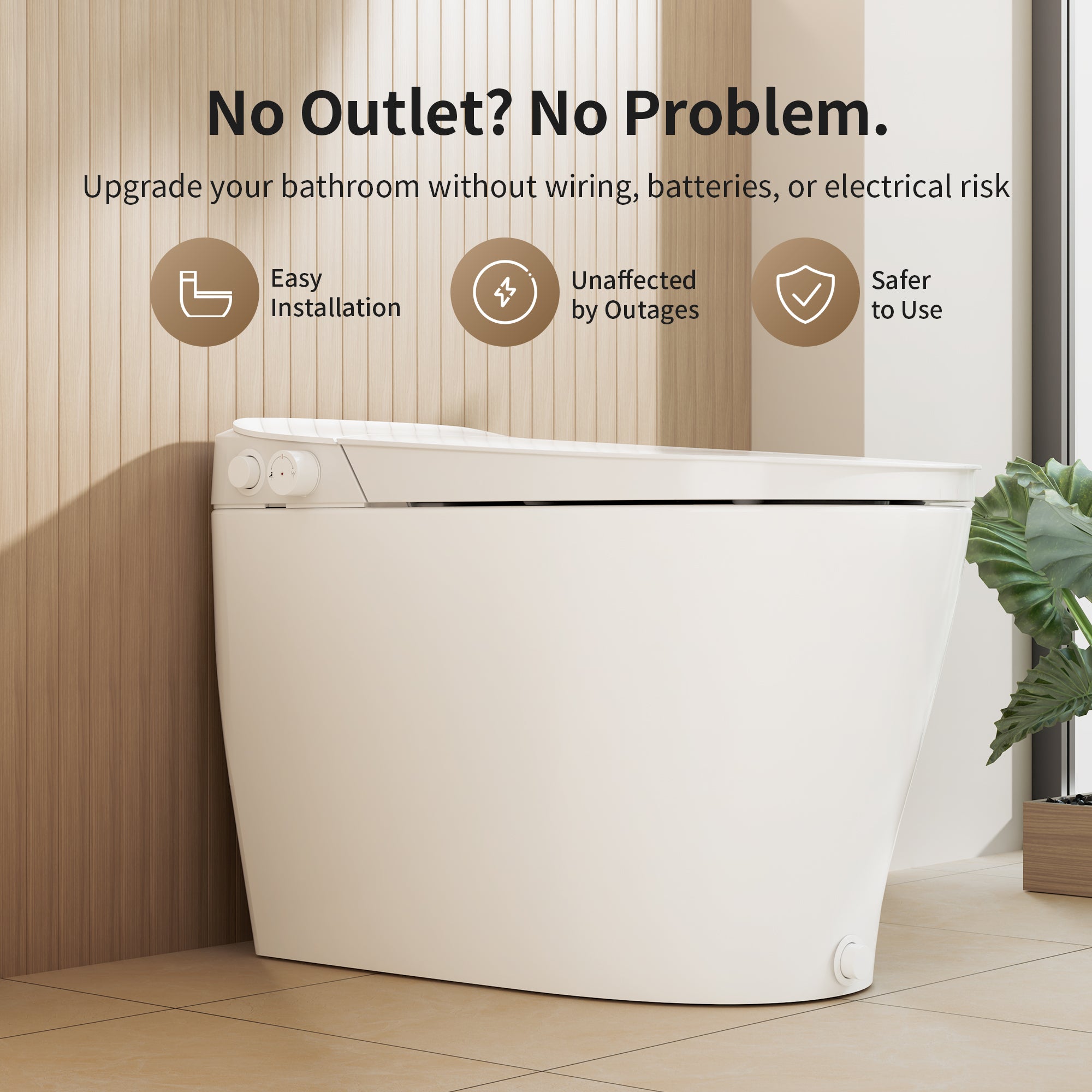 DeerValley DV-1S0453 Smart Bidet Toilet, Non-Electric Chair Height Soft Close, 1.28 GPF