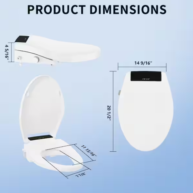 DeerValley DV-1SS0403 Smart Bidet Toilet Seat Instant Heating Comfort Antibacterial Remote Control"